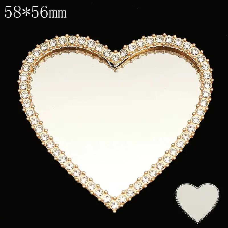 FS2599-57×57mm Sliver Heart Mirror Alloy Patch For Making Fancy Beads Zoe's DIY Shop