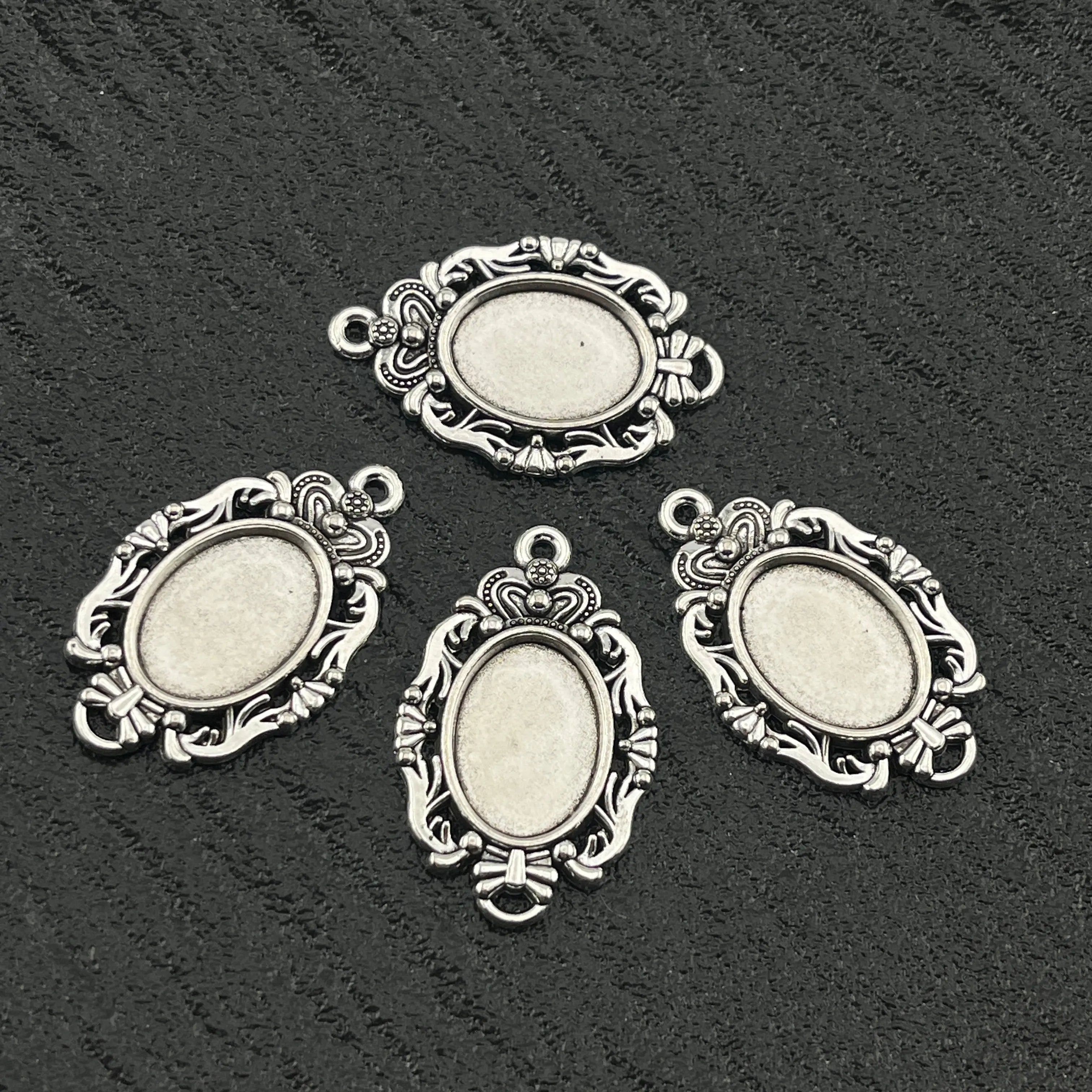 FS2619-10PCS 10*14 mm Oval alloy pendant base with inner diameter Zoe's DIY Shop