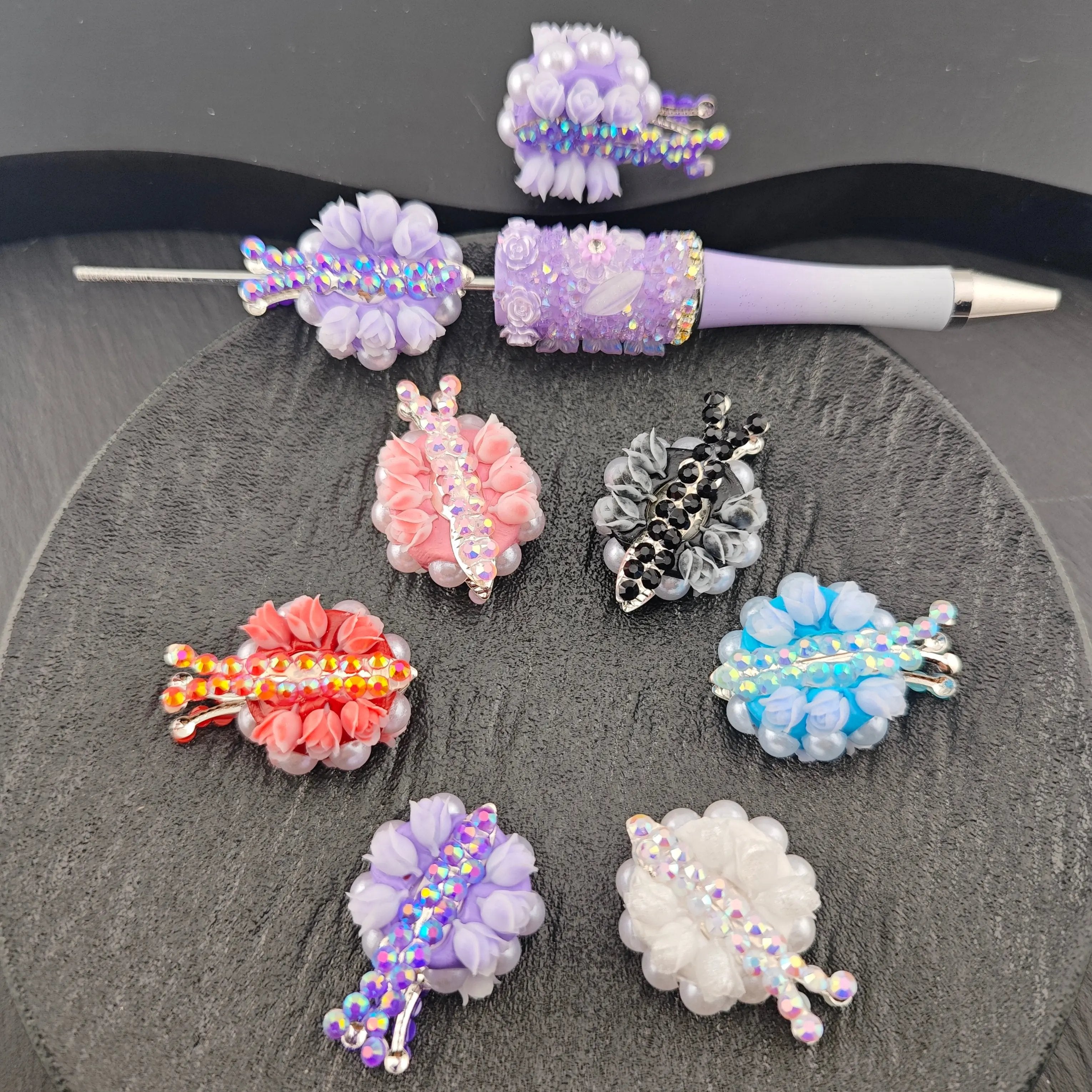 FS2633- Rose Butterfly fancy Beads fit Pens Mixed Color Zoe's DIY Shop