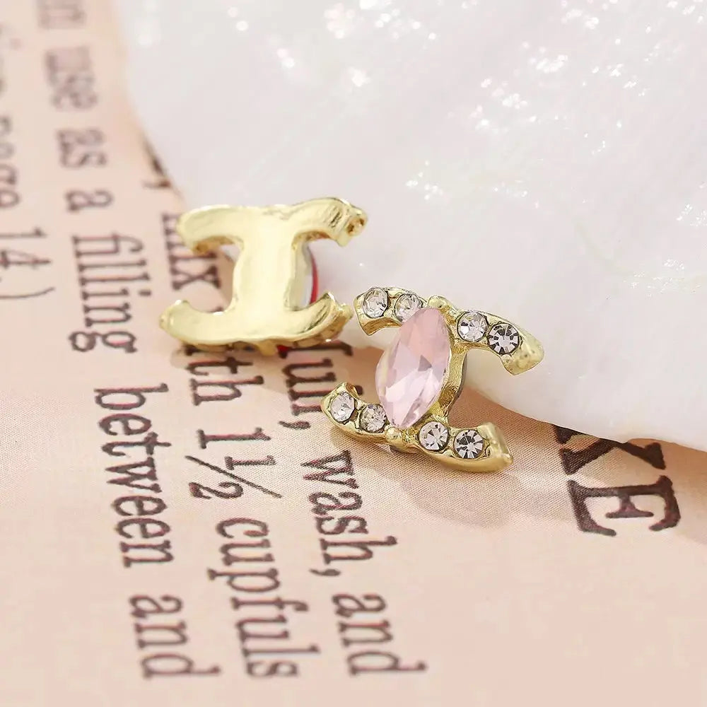 FS2787-About 10mm C Crystal Metal Nail Charms Zoe DIY Wholesale