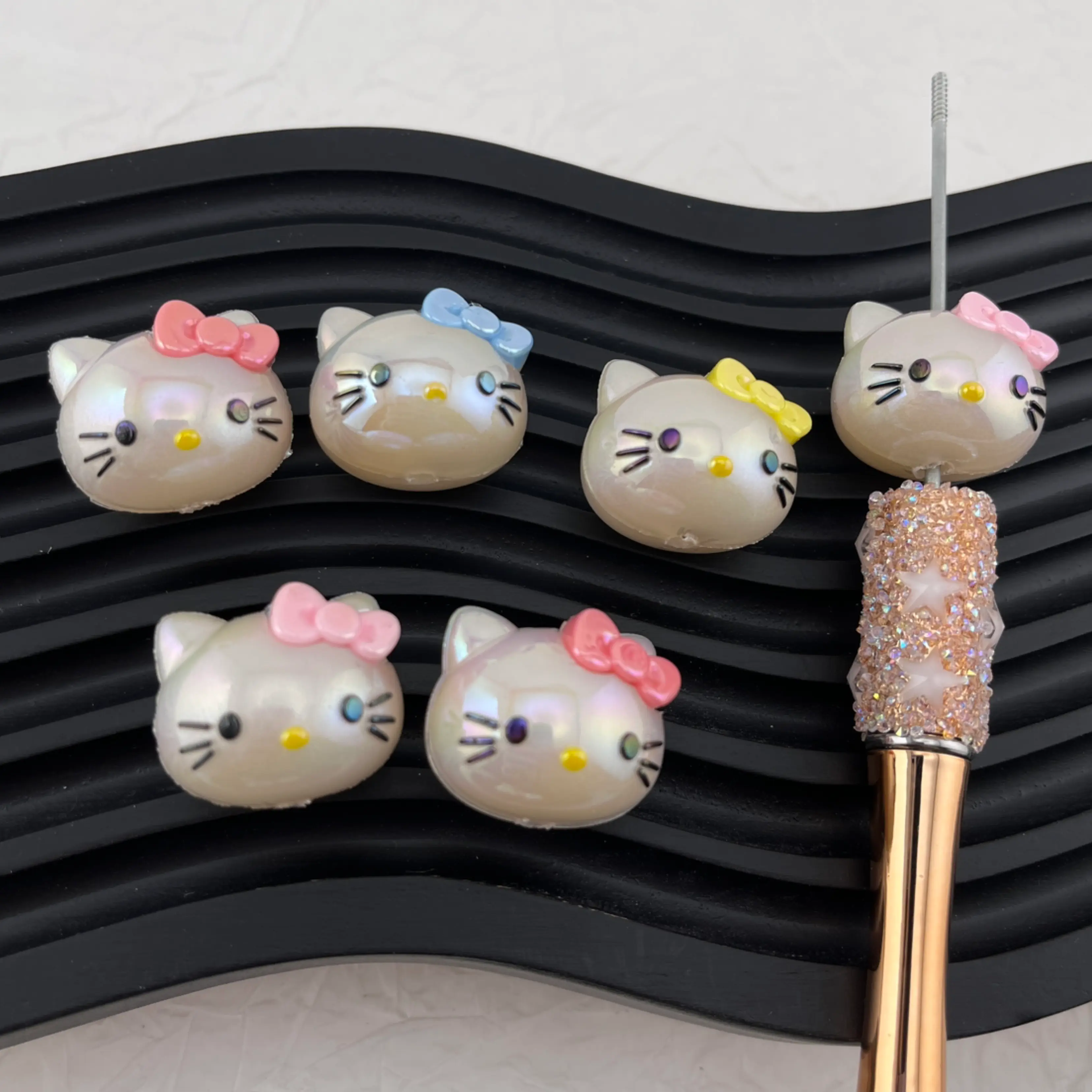 FS2822-HK Kitty Cat head PVC Beads  Fit For Beadable Pens Zoe's DIY Shop