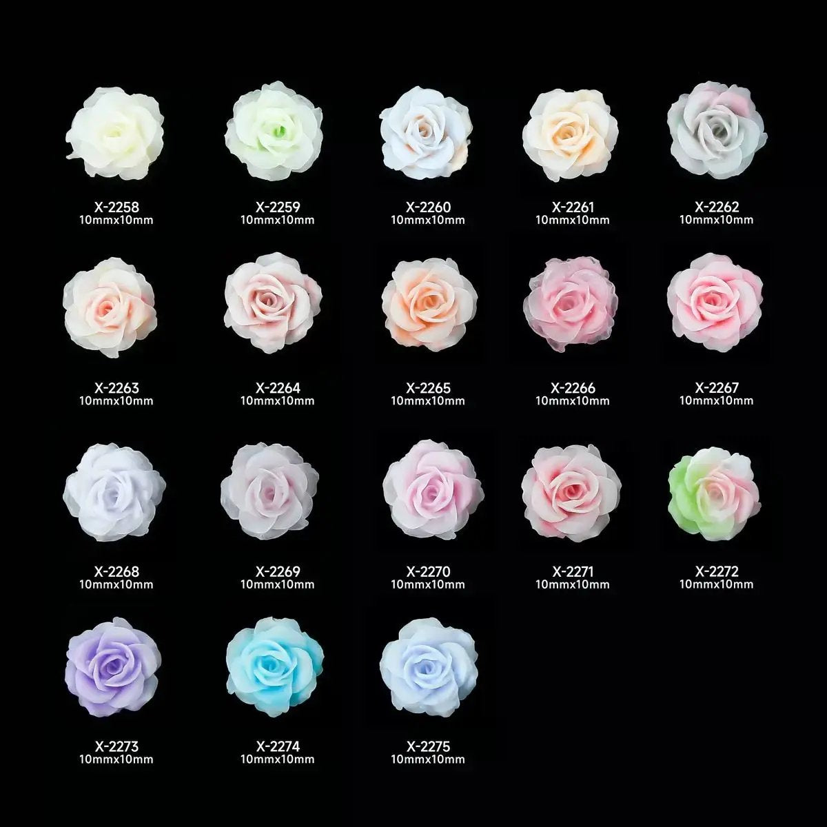 FS2826- 10mm Random Mixed Color Gardenia Flower Nail Charms For Making Fancy Pen Or Fancy Beads Zoe's DIY Shop