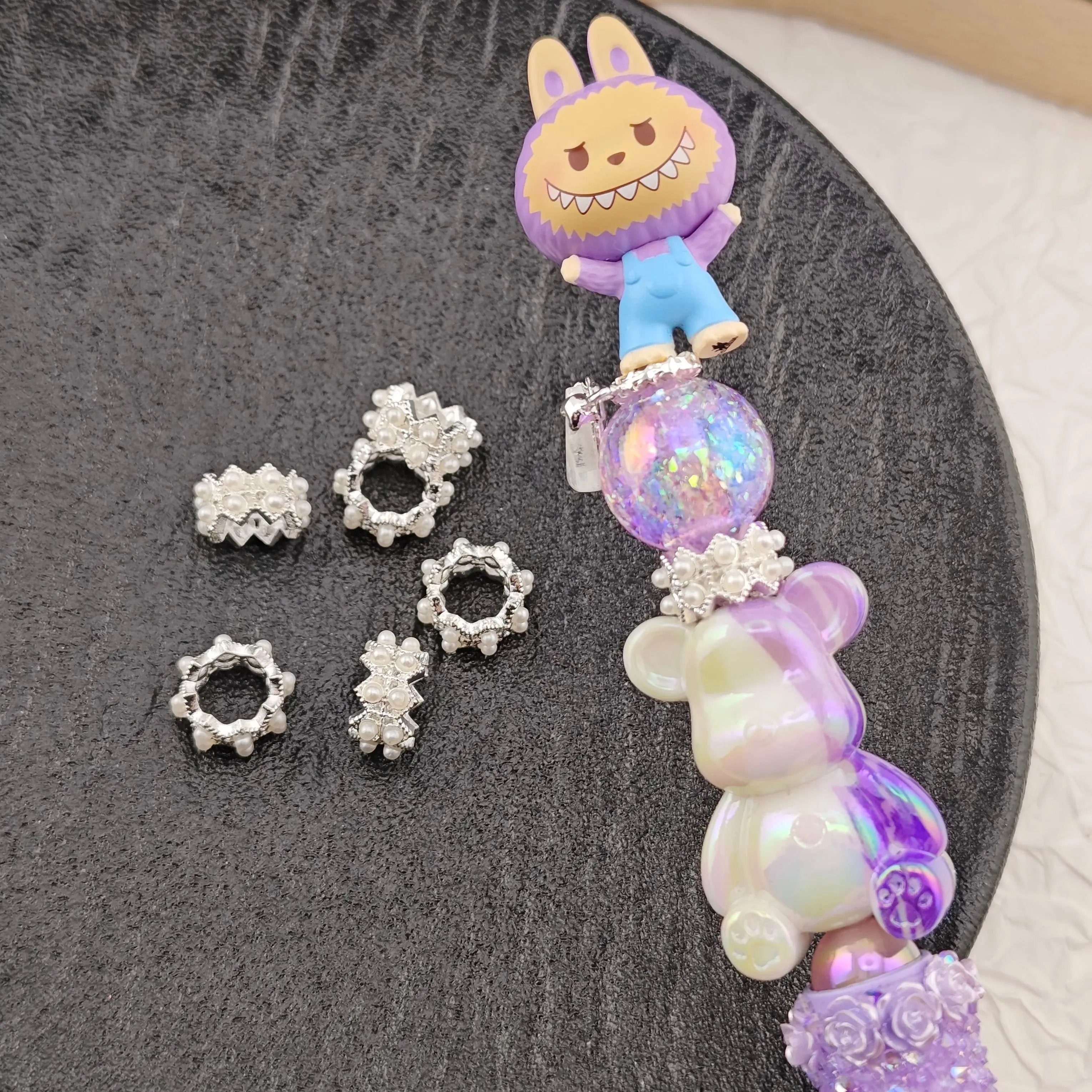 FS2846- 12mm Two Rows Pearl Alloy Spacers Zoe's DIY Shop