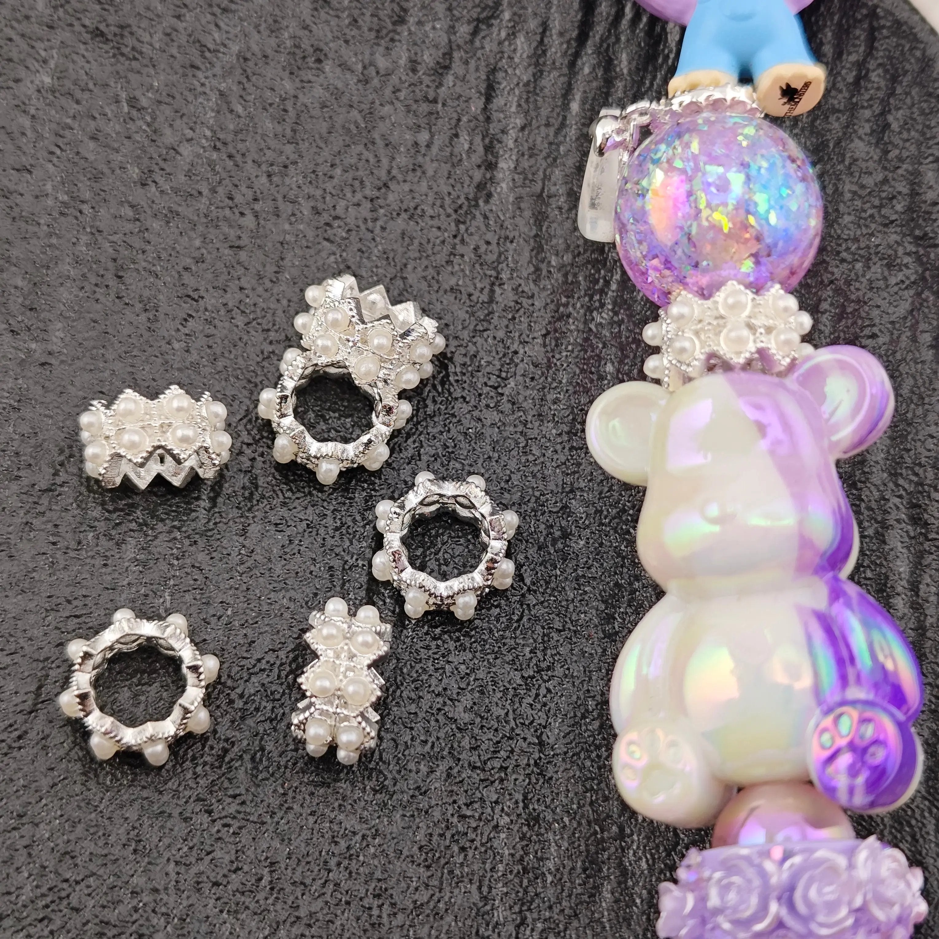 FS2846- 12mm Two Rows Pearl Alloy Spacers Zoe's DIY Shop