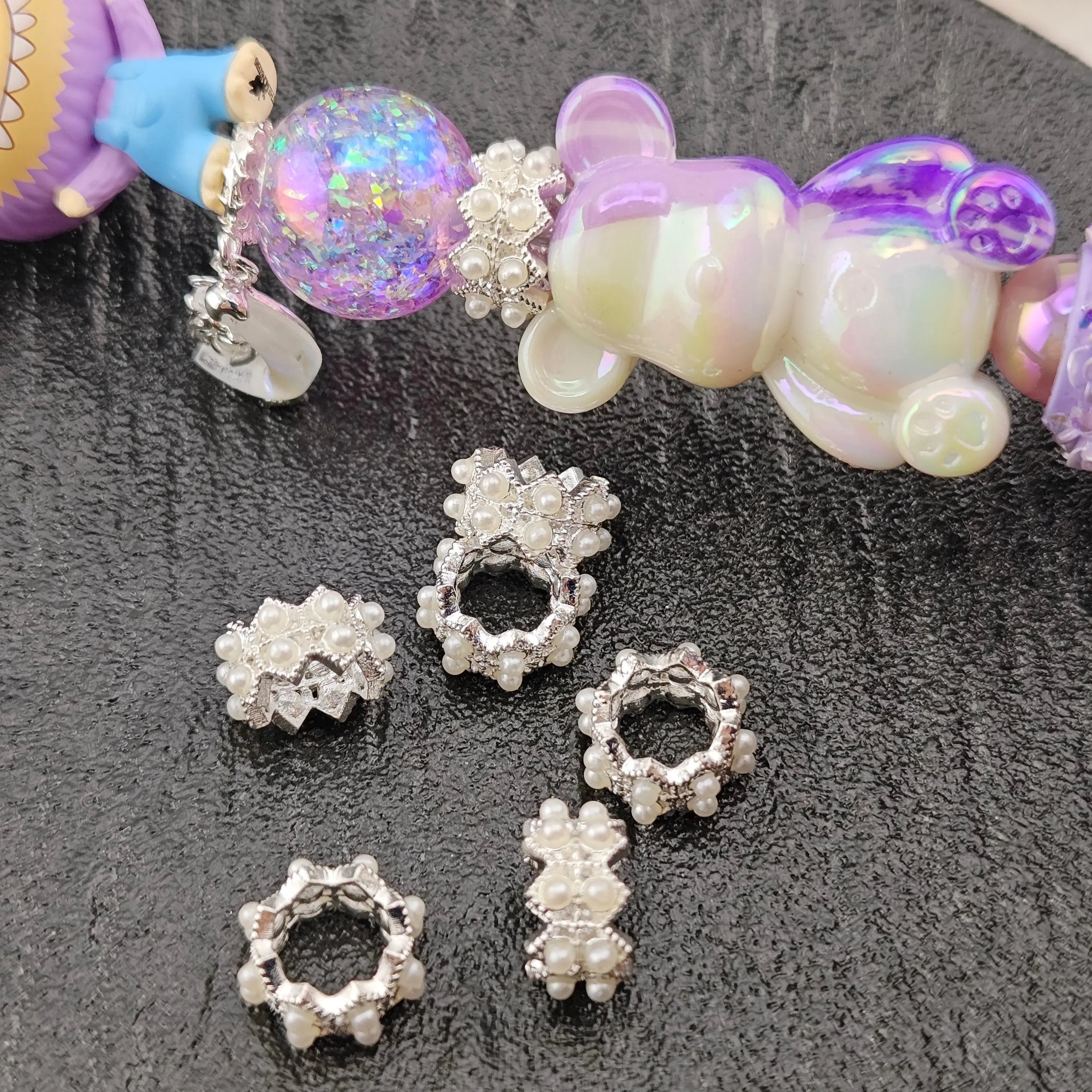 FS2846- 12mm Two Rows Pearl Alloy Spacers Zoe's DIY Shop