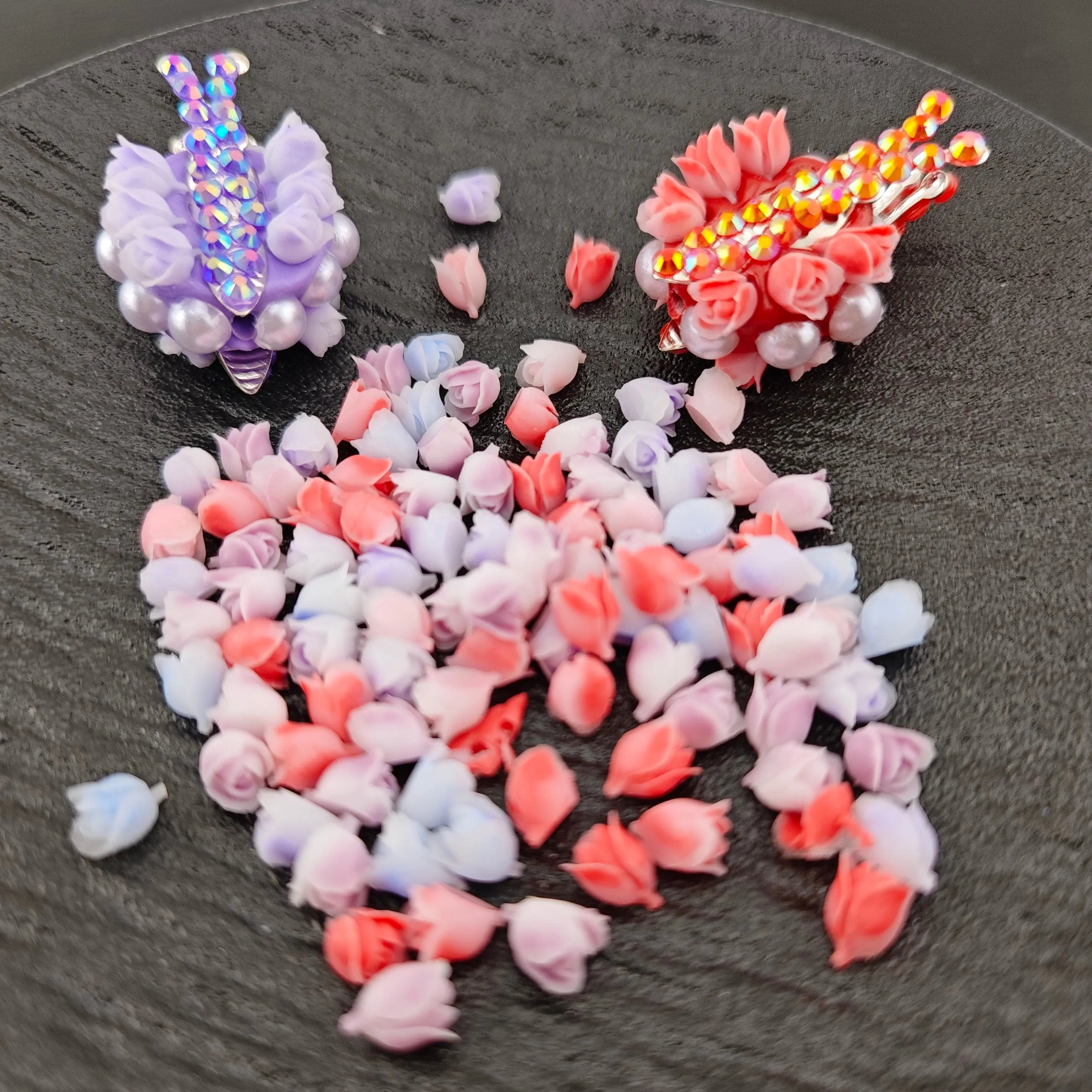 FS2860- 7mm 3D Glowing Rose flower Charms Zoe's DIY Shop