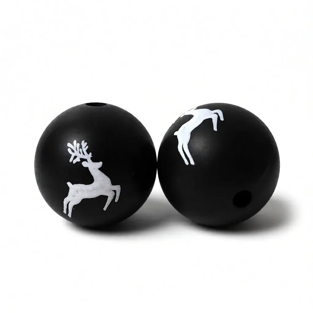 FS2918-15mm Elk Printed Silicone Beads Zoe DIY Wholesale