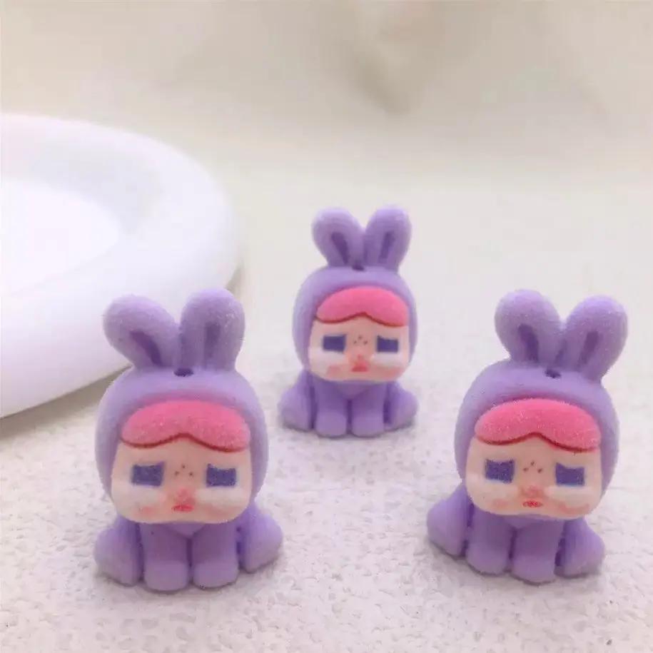FS2923- 5 Pieces Flocked Cry Baby Rabbit Beads Zoe's DIY Shop