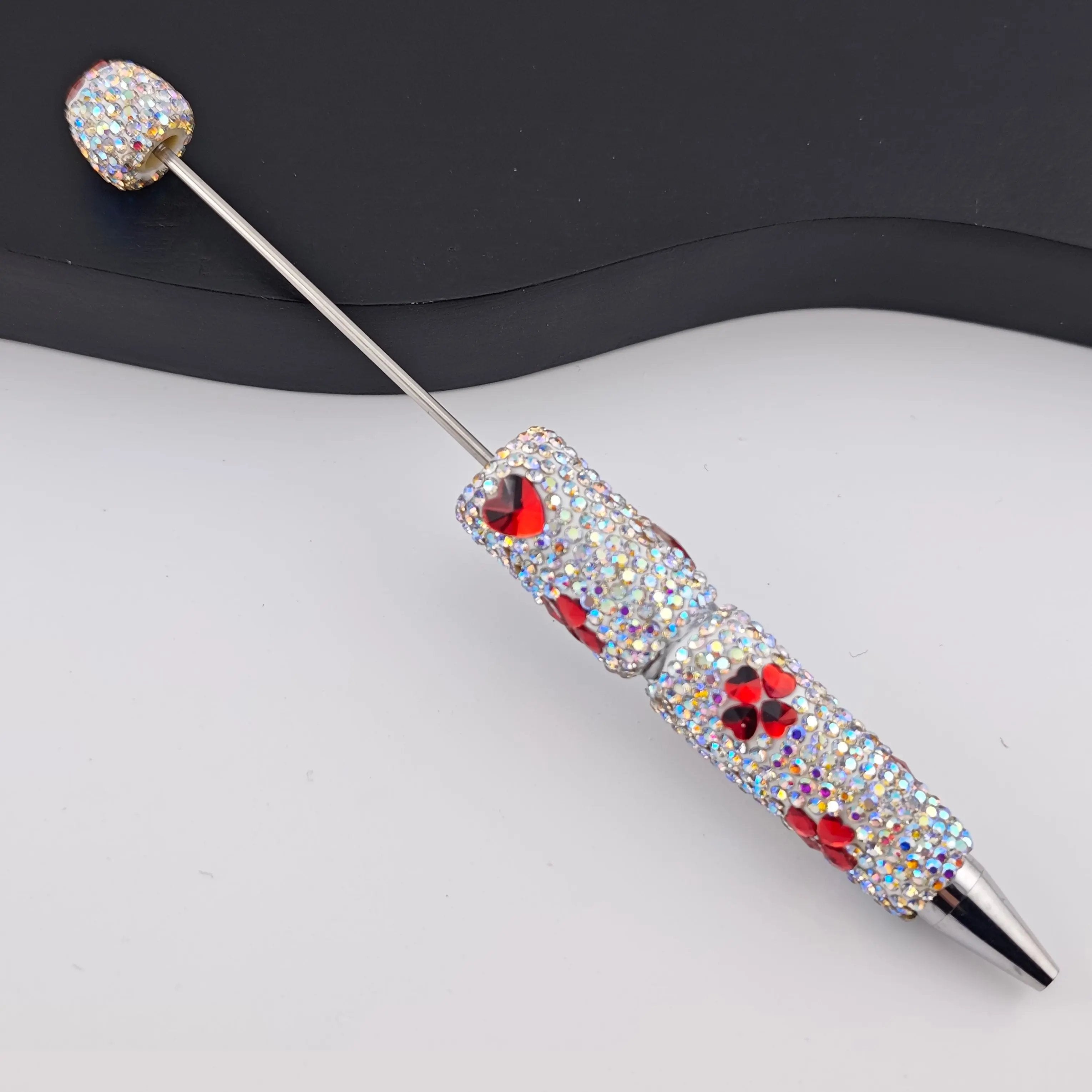 FS2938- 1 Piece Love Heart and Heart Clover Crystal Diamonds Fancy Pens Zoe's DIY Shop