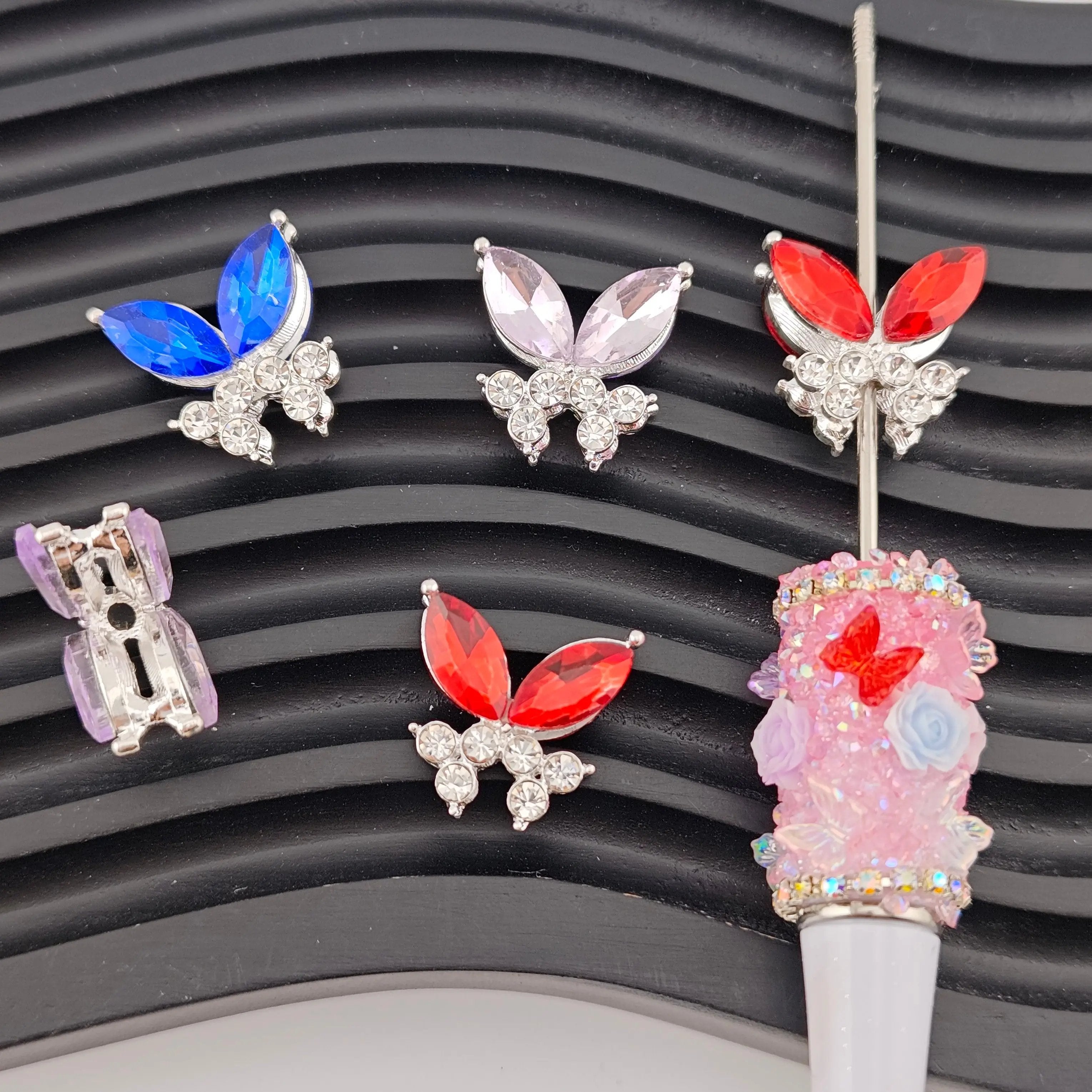 FS2949- 6 Pieces Crystal Butterfly Alloy Beads Zoe's DIY Shop