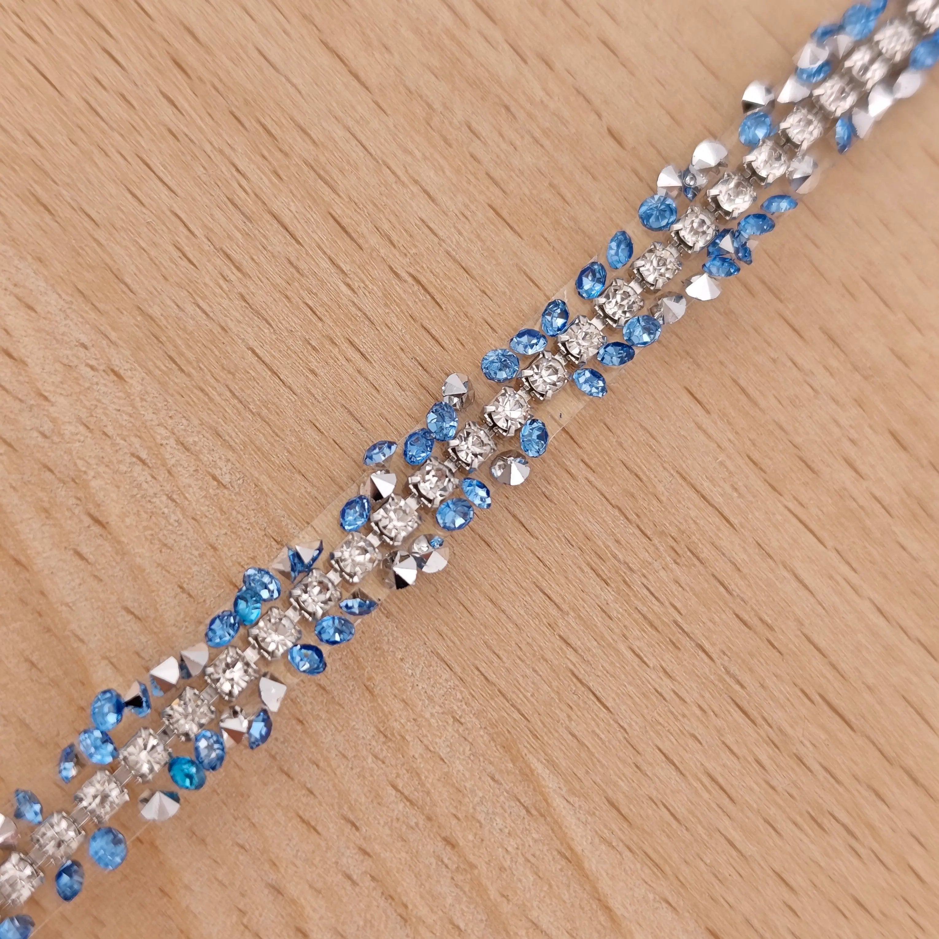 FS2994- 9mm Width, Sugar Diamonds Wraps tapes With Silver Chain In Middle Diamonds Tapes for Making Fancy Beads Zoe's DIY Shop