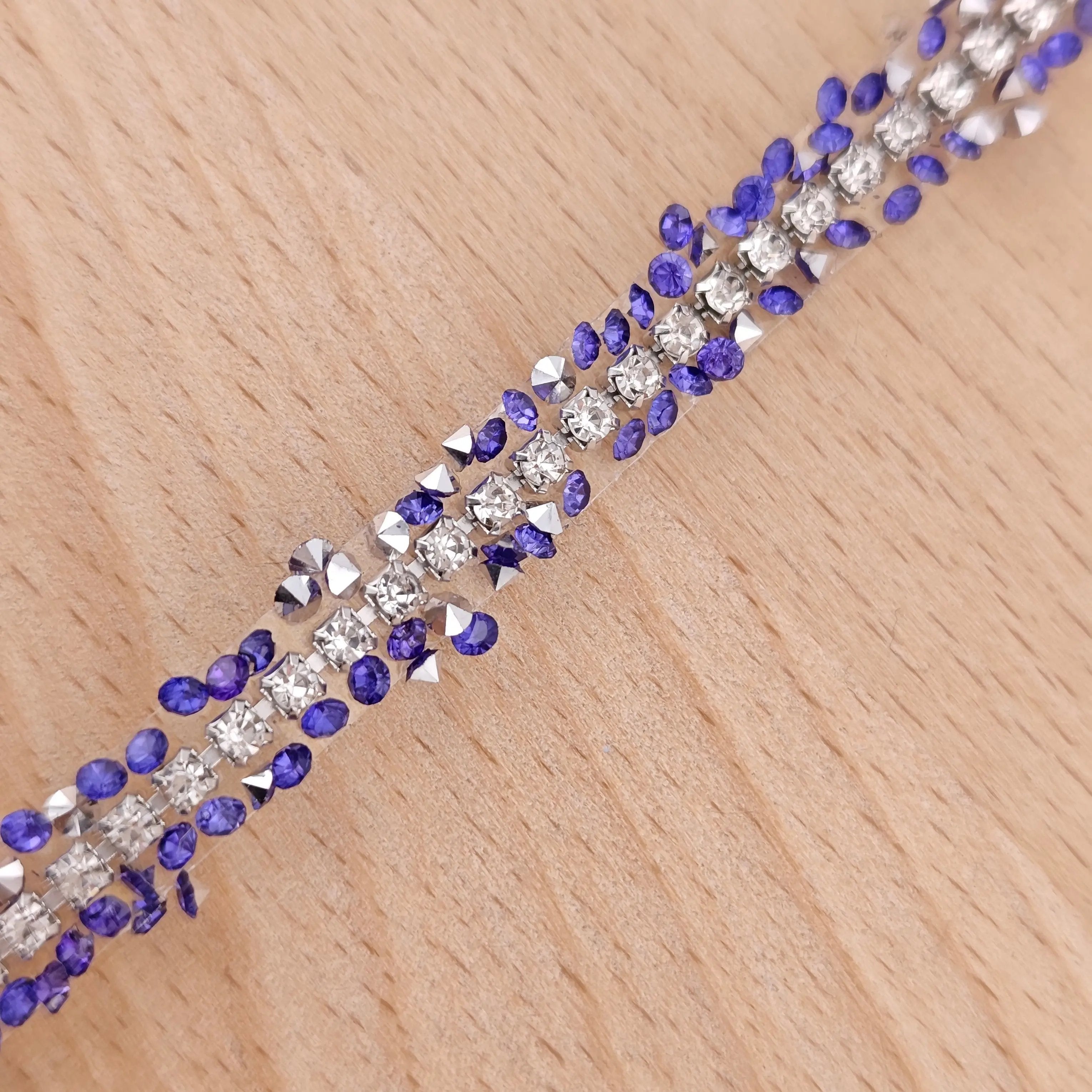 FS2994- 9mm Width, Sugar Diamonds Wraps tapes With Silver Chain In Middle Diamonds Tapes for Making Fancy Beads Zoe's DIY Shop