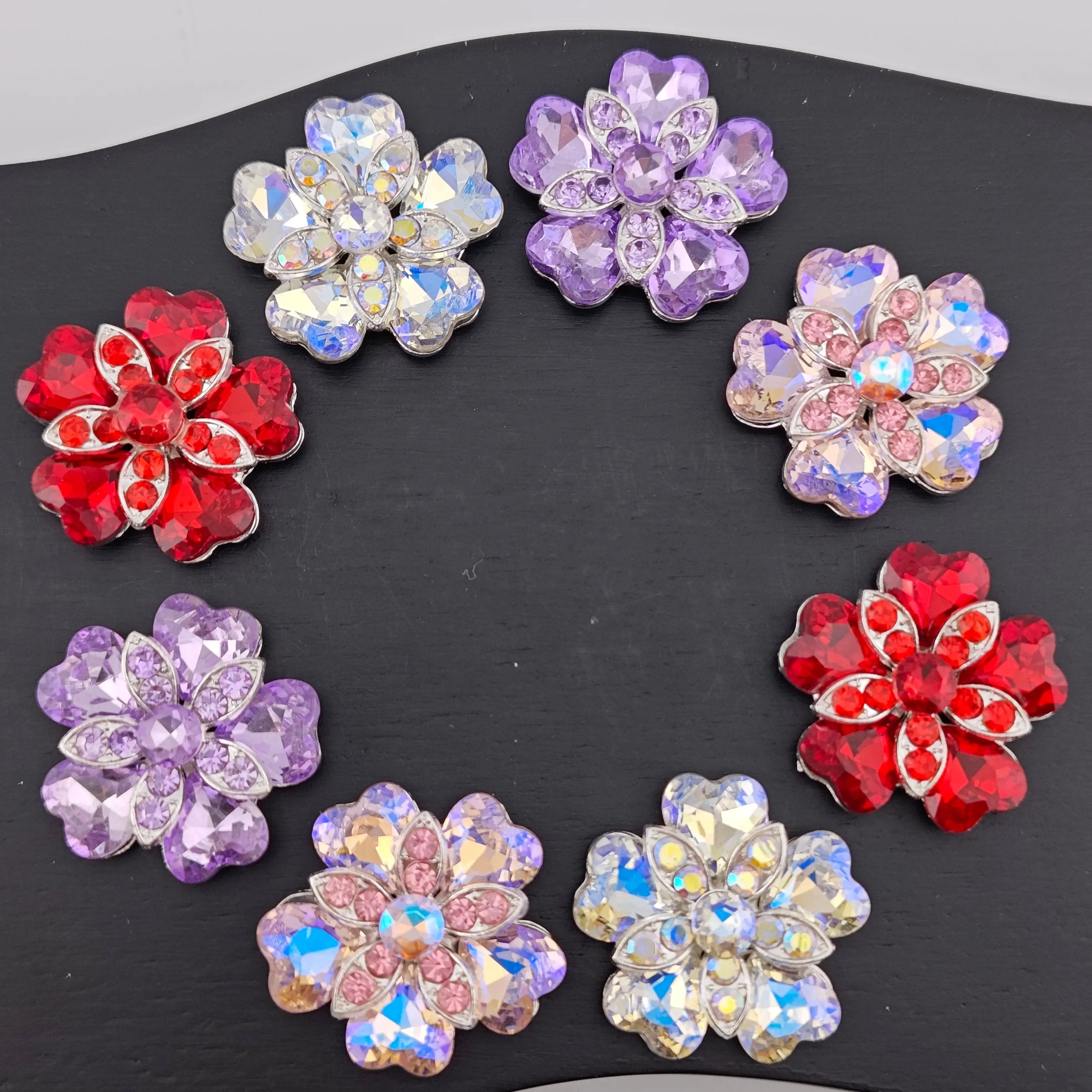 FS2995- 27mm Love Crystal 5 Petal double-deck Charms for making Fancy Beads Zoe's DIY Shop