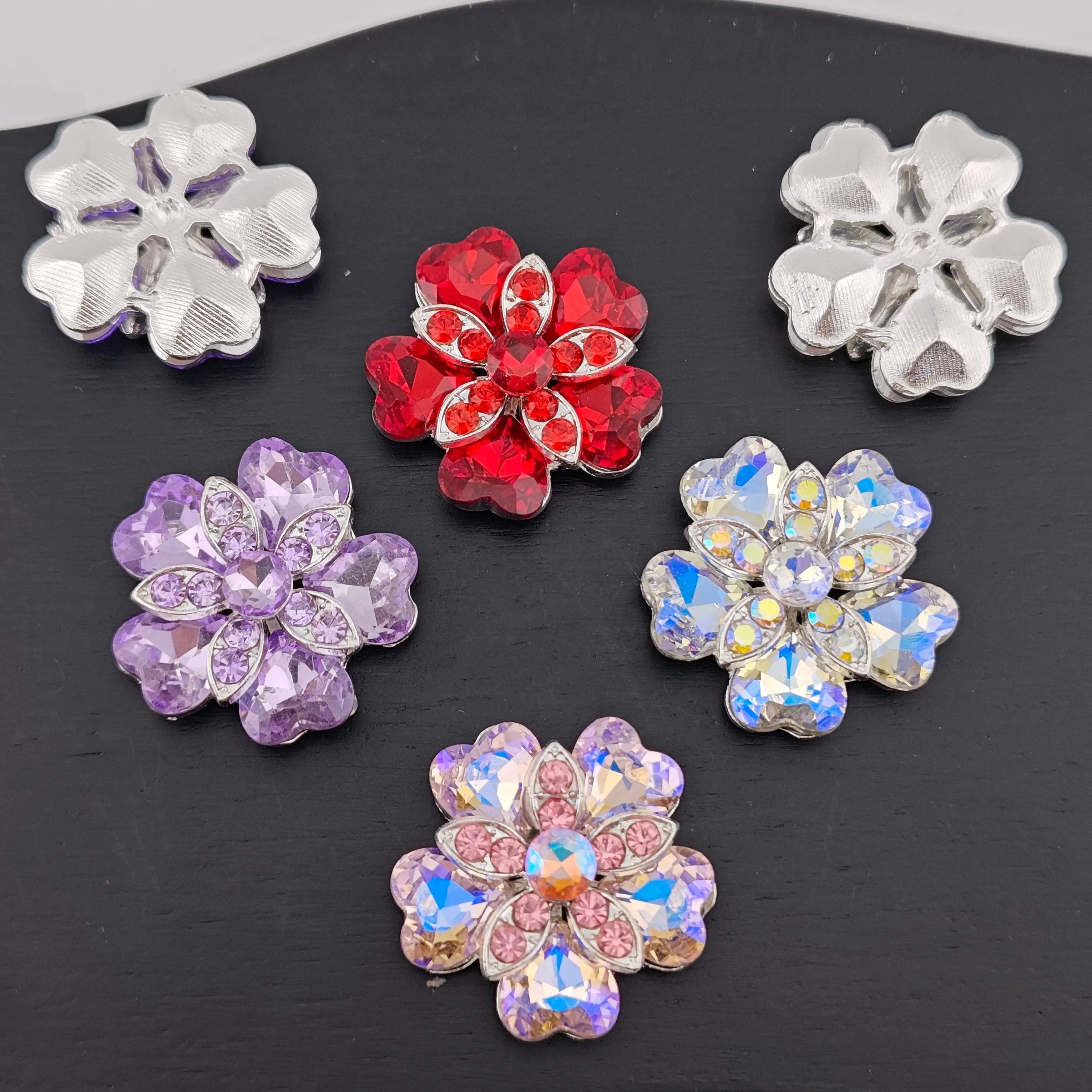 FS2995- 27mm Love Crystal 5 Petal double-deck Charms for making Fancy Beads Zoe's DIY Shop
