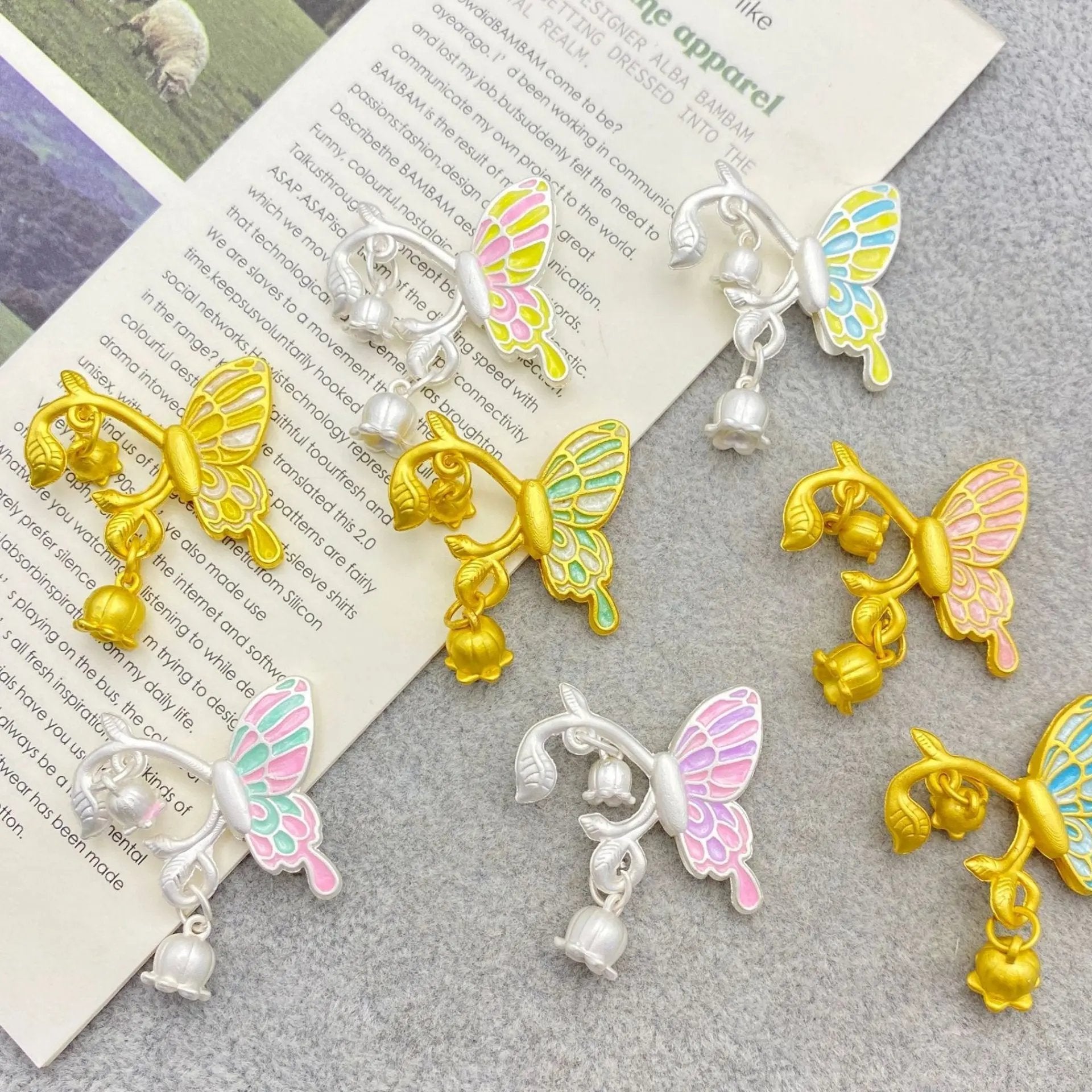 FS3090- Butterfly with Lily of the valley Alloy Beads for Making Keychain Zoe's DIY Shop