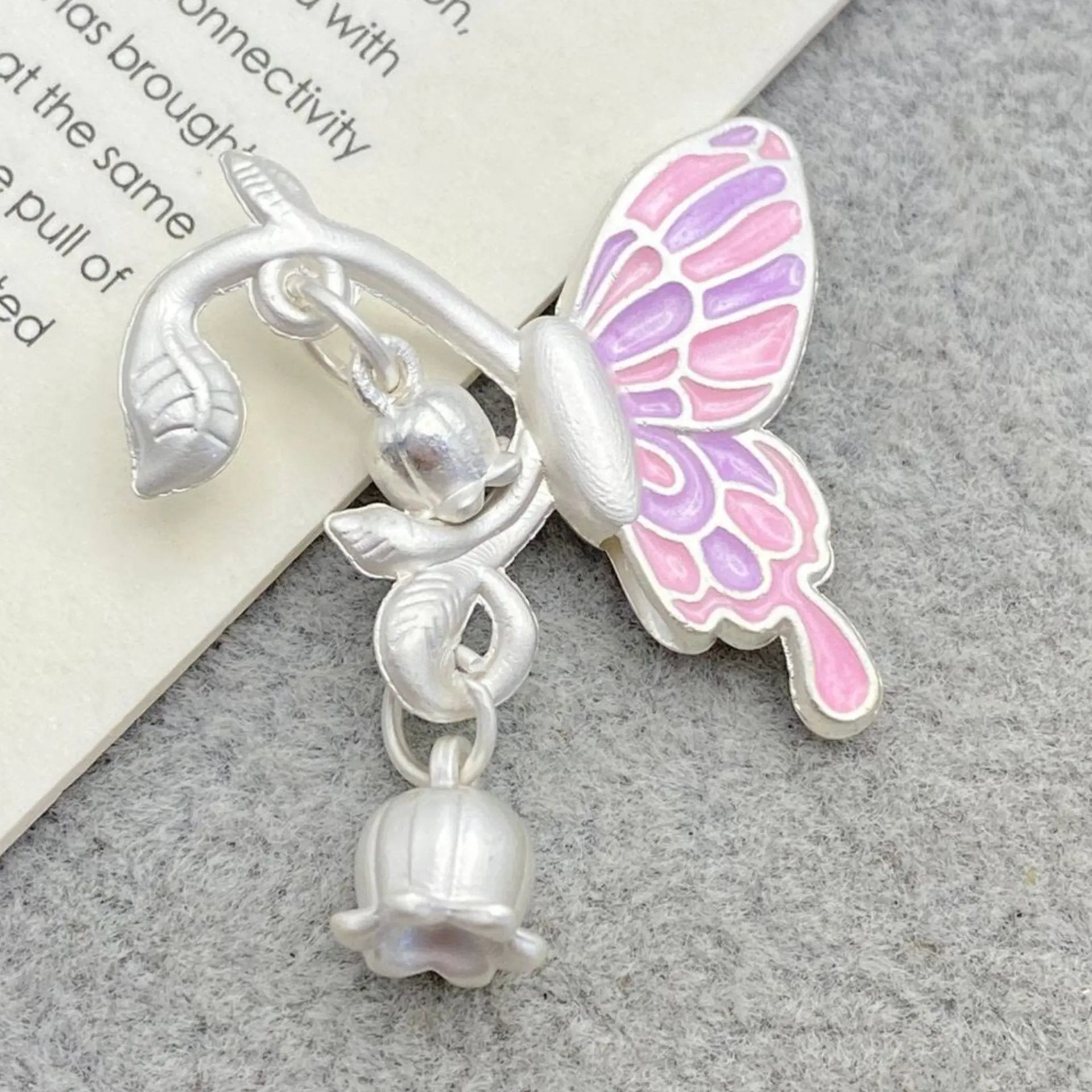 FS3090- Butterfly with Lily of the valley Alloy Beads for Making Keychain Zoe's DIY Shop