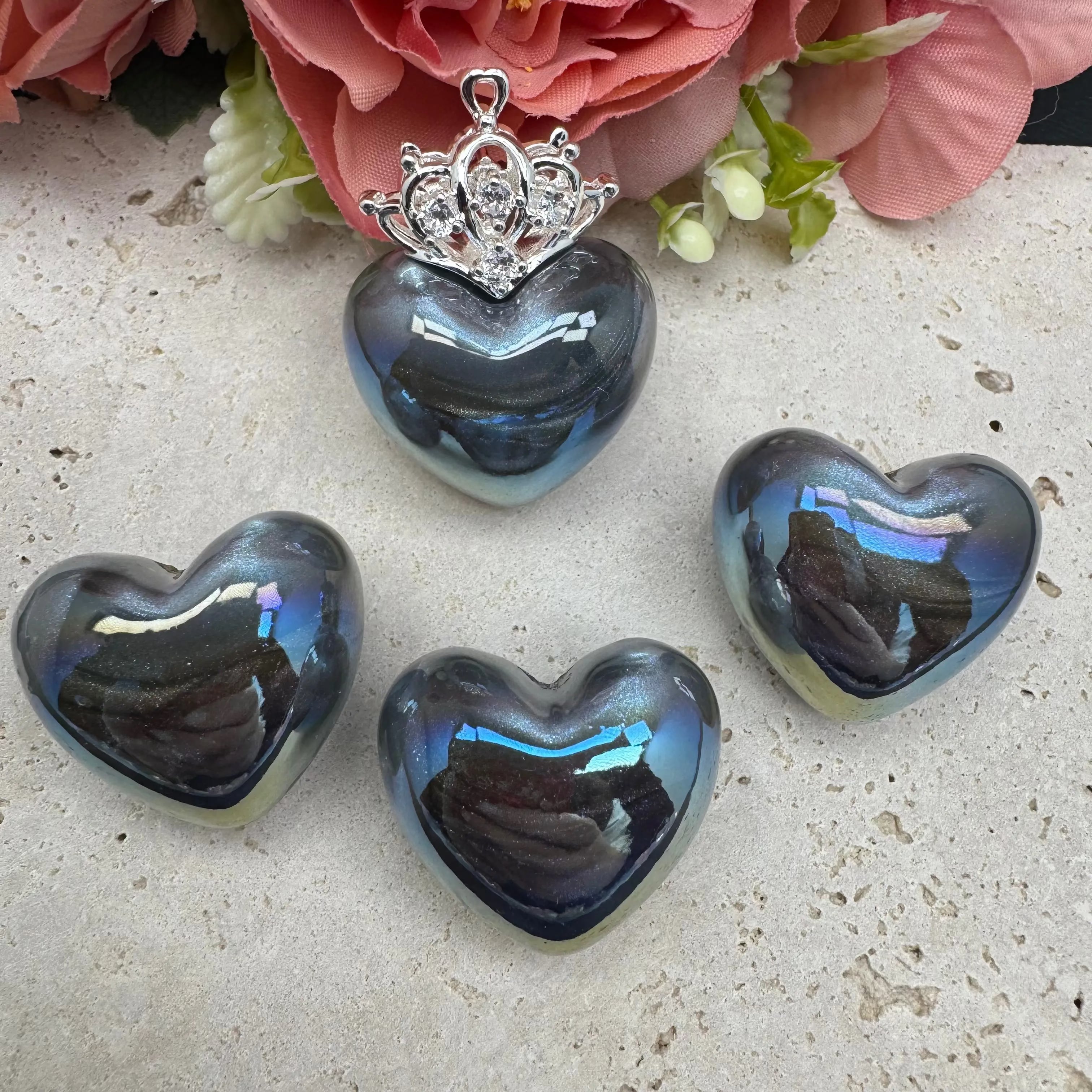 FS3431-17×31mm Heart Shape Resin Beads (Half Hole) For Making Pendant Zoe's DIY Shop
