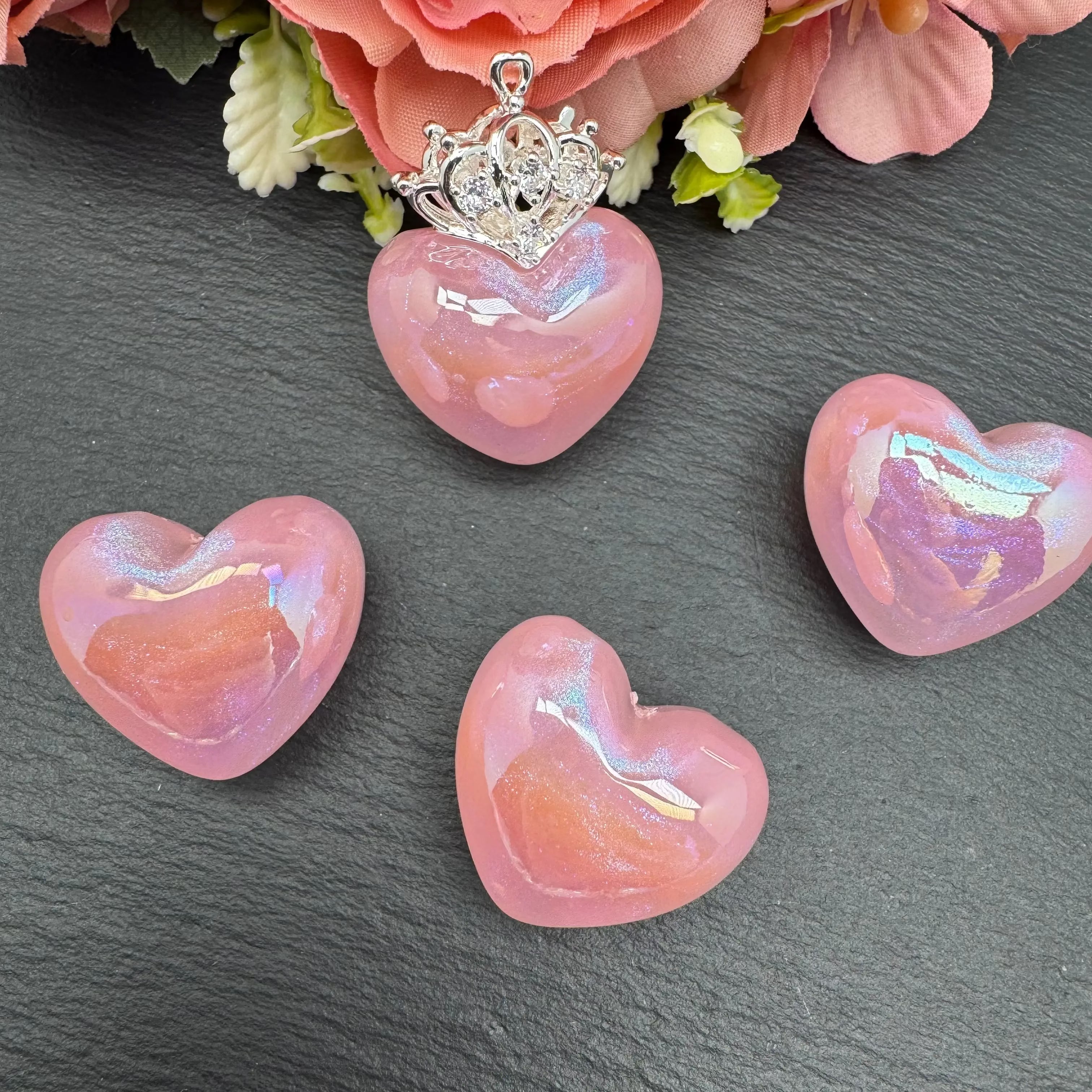 FS3431-17×31mm Heart Shape Resin Beads (Half Hole) For Making Pendant Zoe's DIY Shop