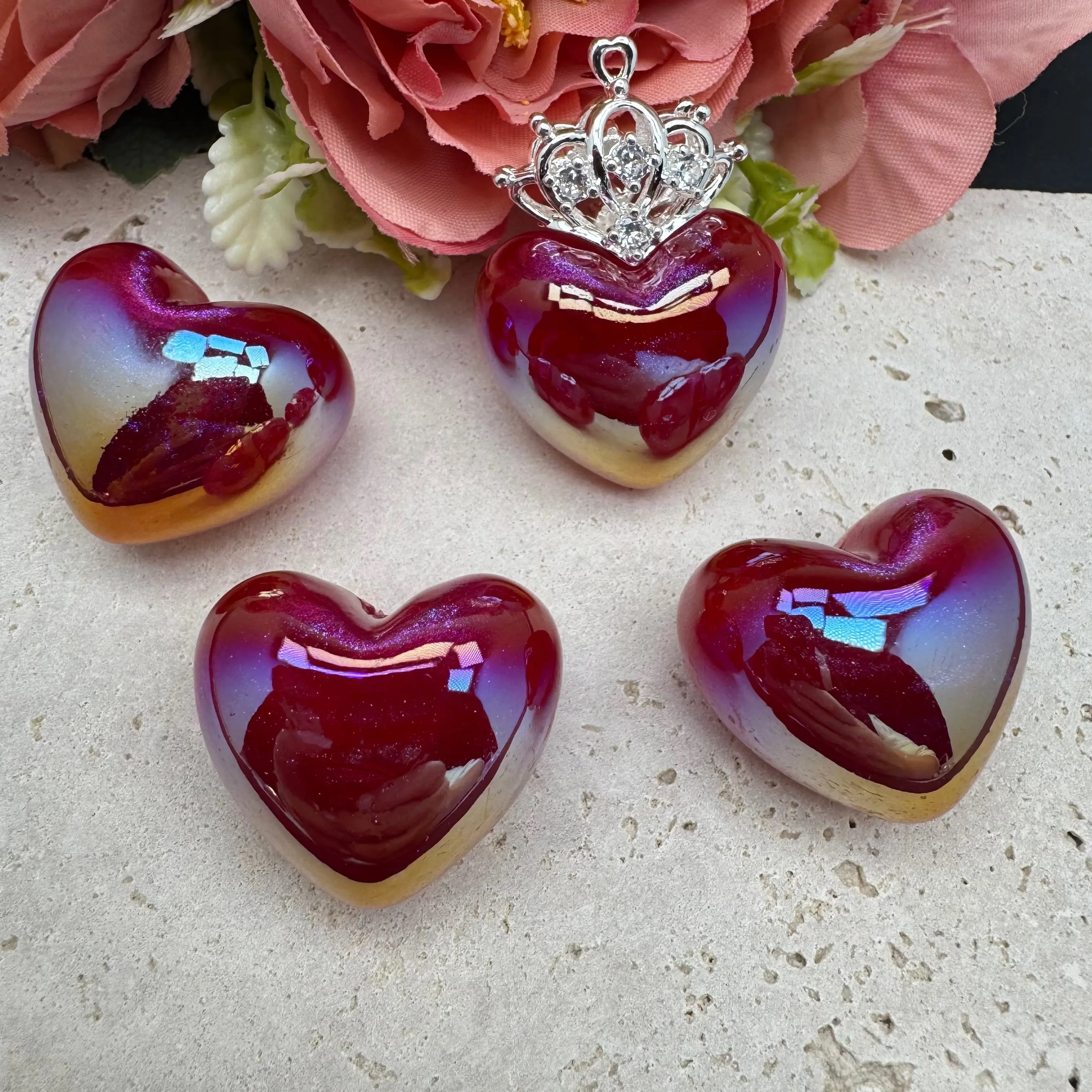 FS3431-17×31mm Heart Shape Resin Beads (Half Hole) For Making Pendant Zoe's DIY Shop