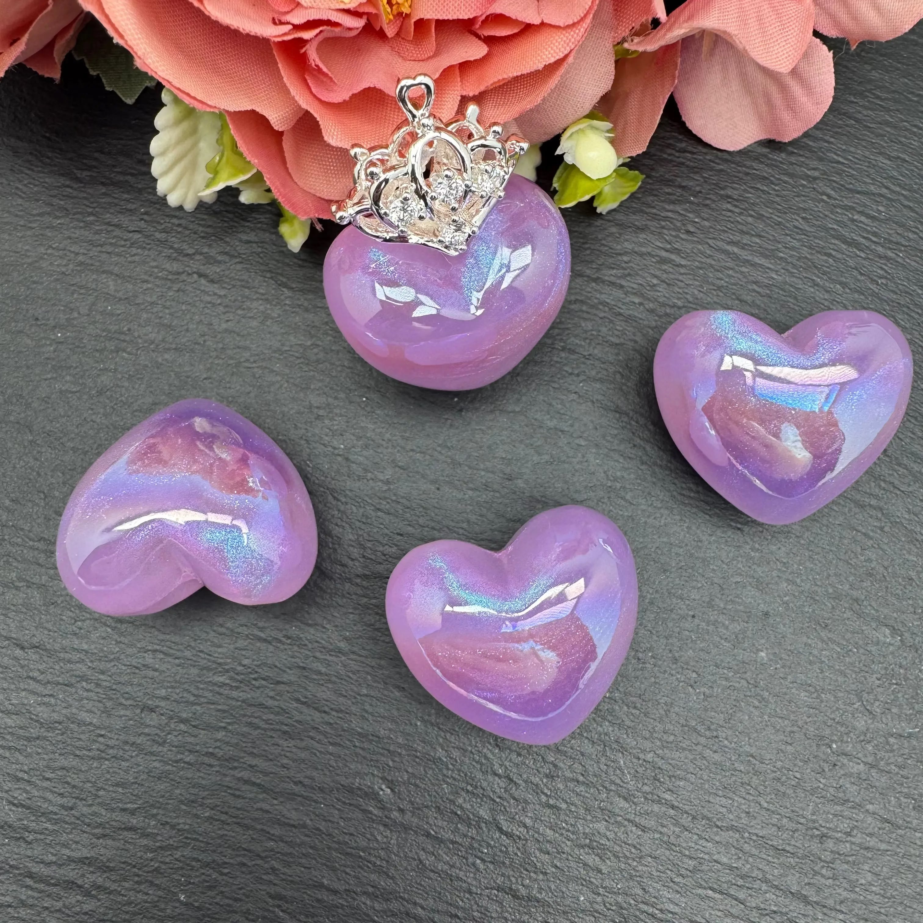FS3431-17×31mm Heart Shape Resin Beads (Half Hole) For Making Pendant Zoe's DIY Shop