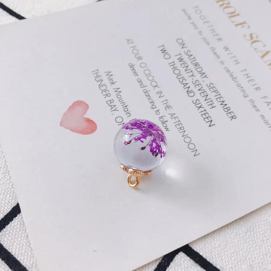 FS3460- 16MM Real Dried Flower Resin Glass Charms For Making Car Hangers Zoe's DIY Shop