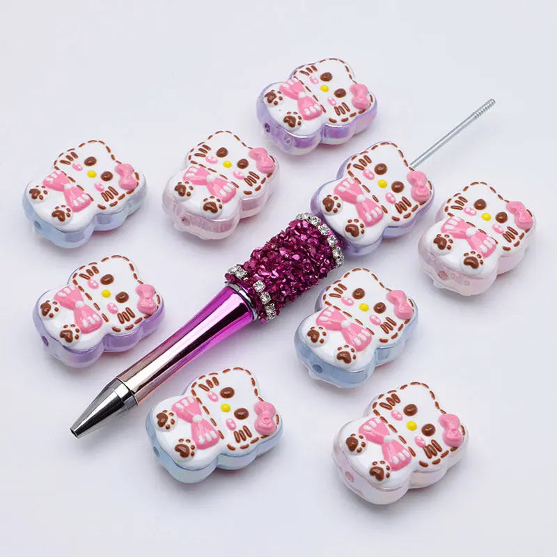 FS3503- HK Hand-Painted Beads for Keychain Beadable Pens Making Zoe's DIY Shop
