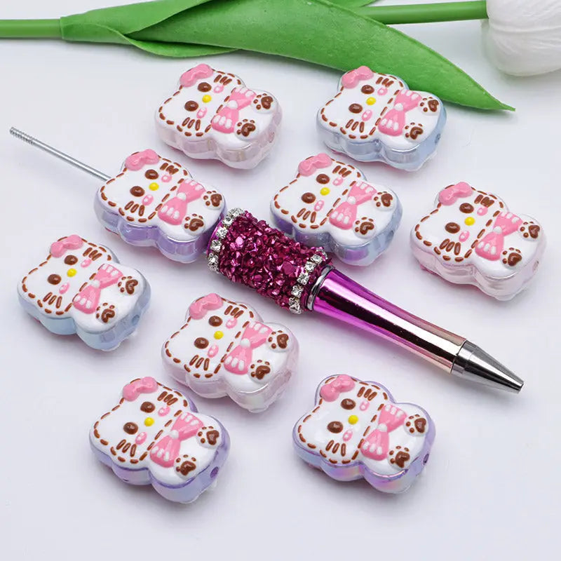 FS3503- HK Hand-Painted Beads for Keychain Beadable Pens Making Zoe's DIY Shop