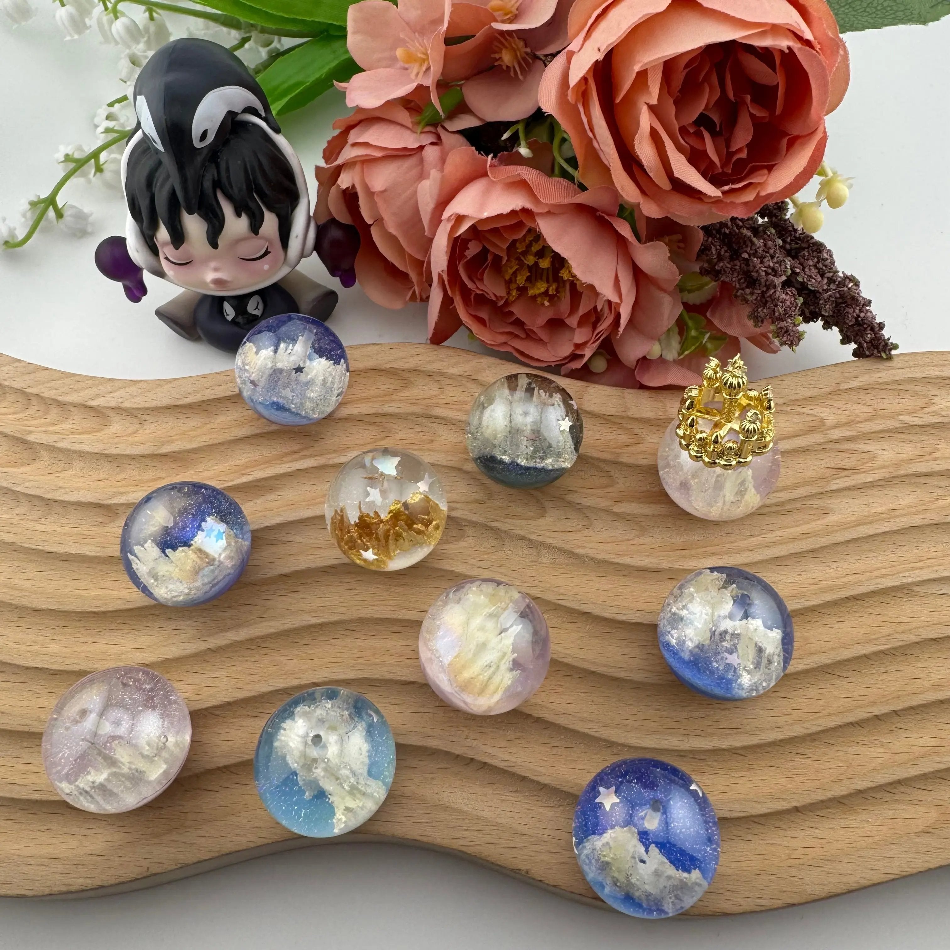 FS3521- Random Mixed Color 25mm Solize UV Resin Beads (Half Hole For Making Charms) Zoe's DIY Shop