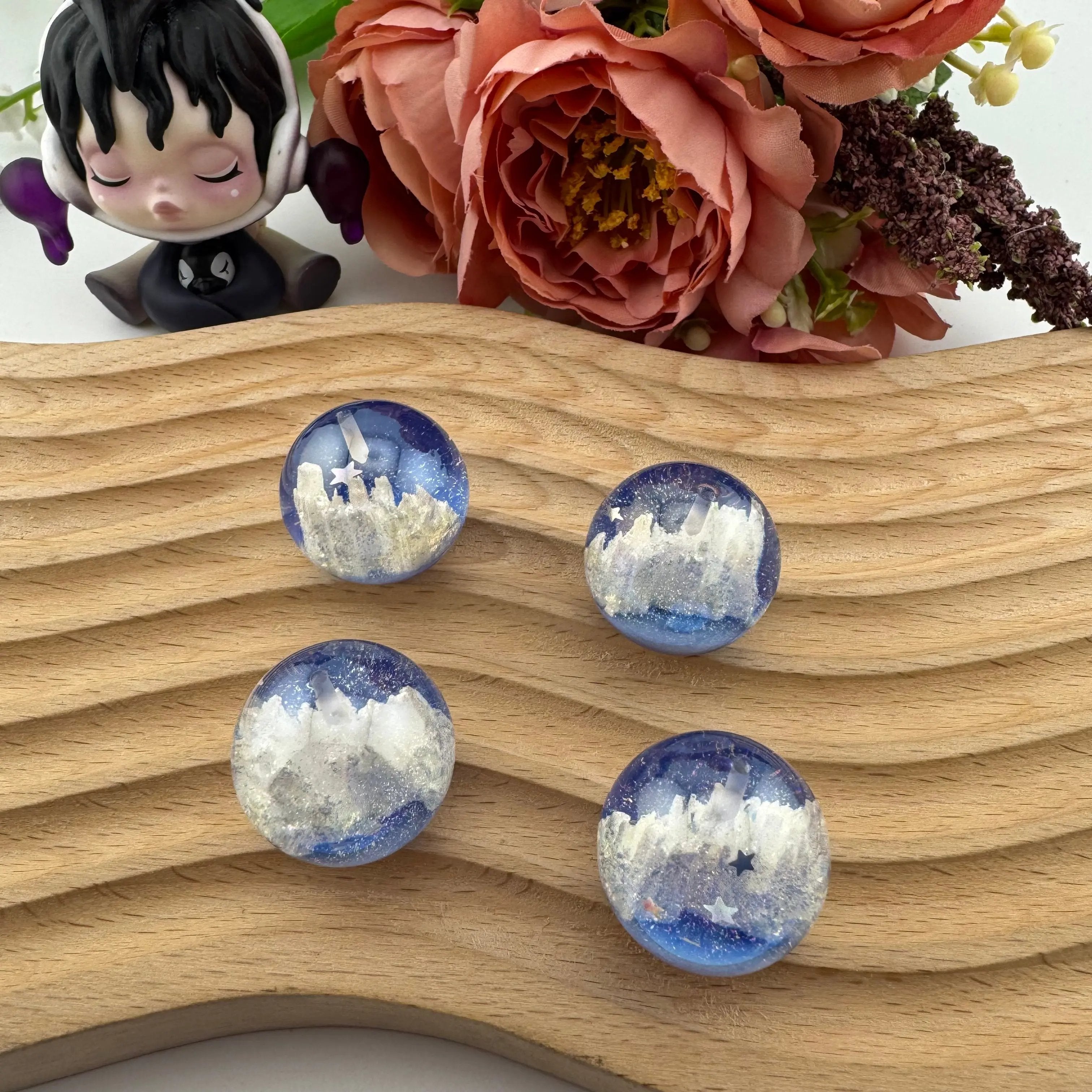 FS3521- Random Mixed Color 25mm Solize UV Resin Beads (Half Hole For Making Charms) Zoe's DIY Shop