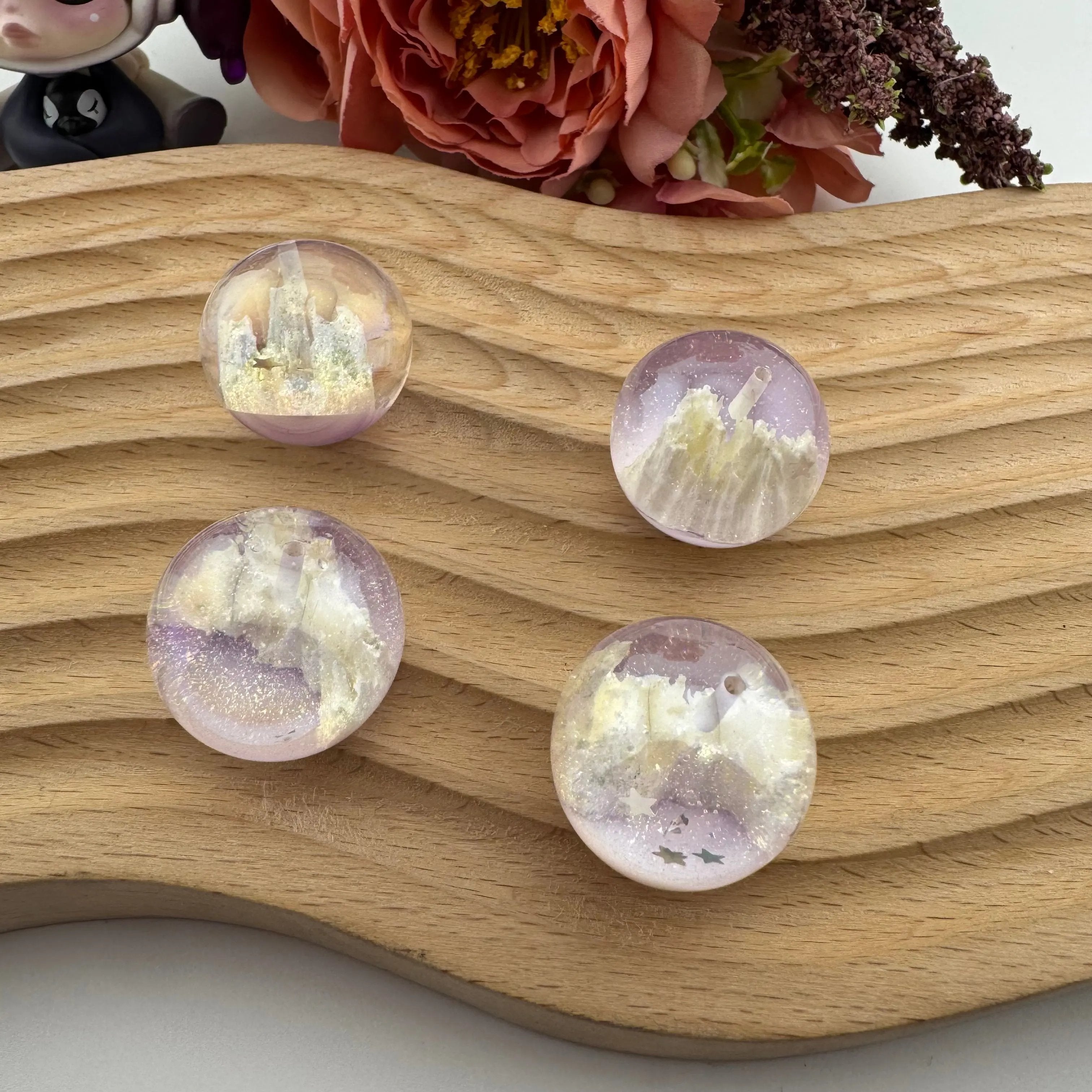 FS3521- Random Mixed Color 25mm Solize UV Resin Beads (Half Hole For Making Charms) Zoe's DIY Shop