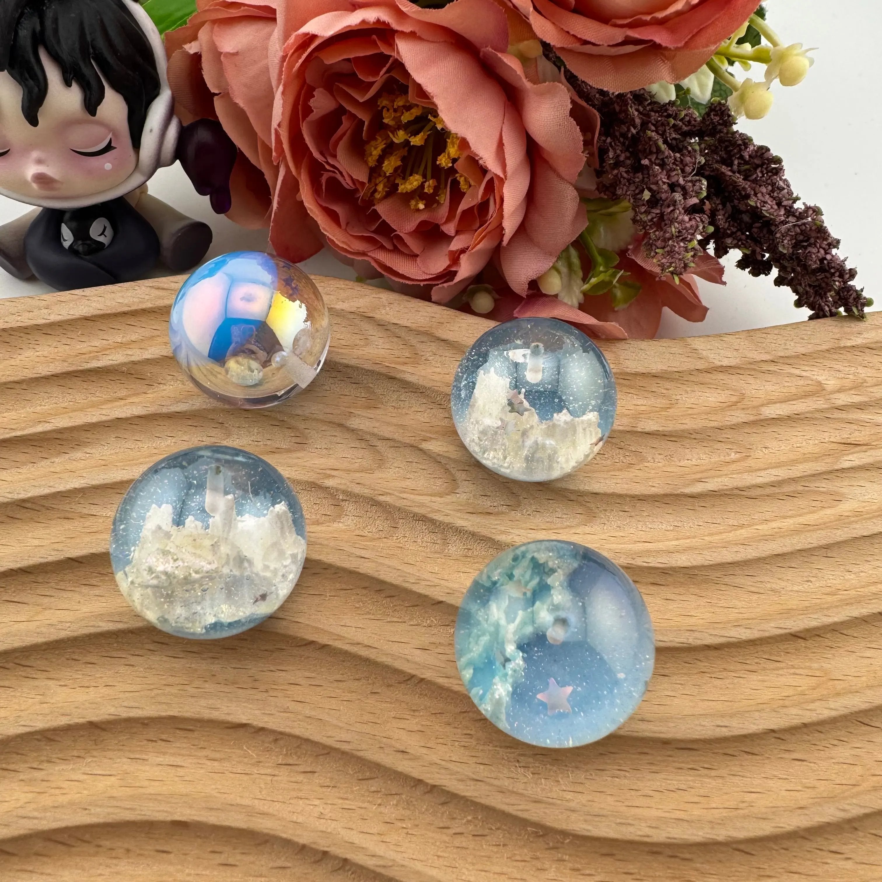 FS3521- Random Mixed Color 25mm Solize UV Resin Beads (Half Hole For Making Charms) Zoe's DIY Shop