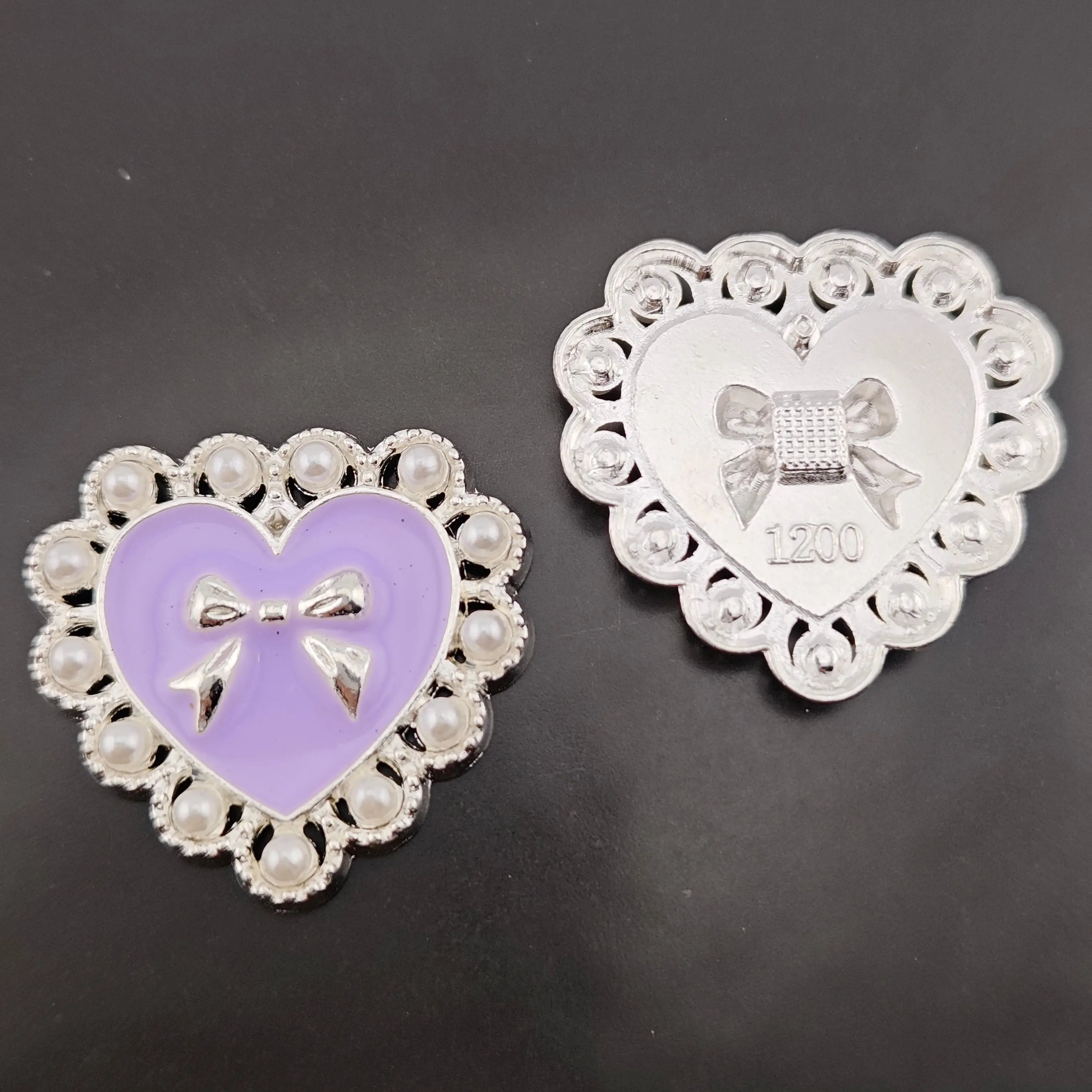 FS3633- 10 Pieces 26*28mm Butterfly Pearl Heart Charms Zoe's DIY Shop