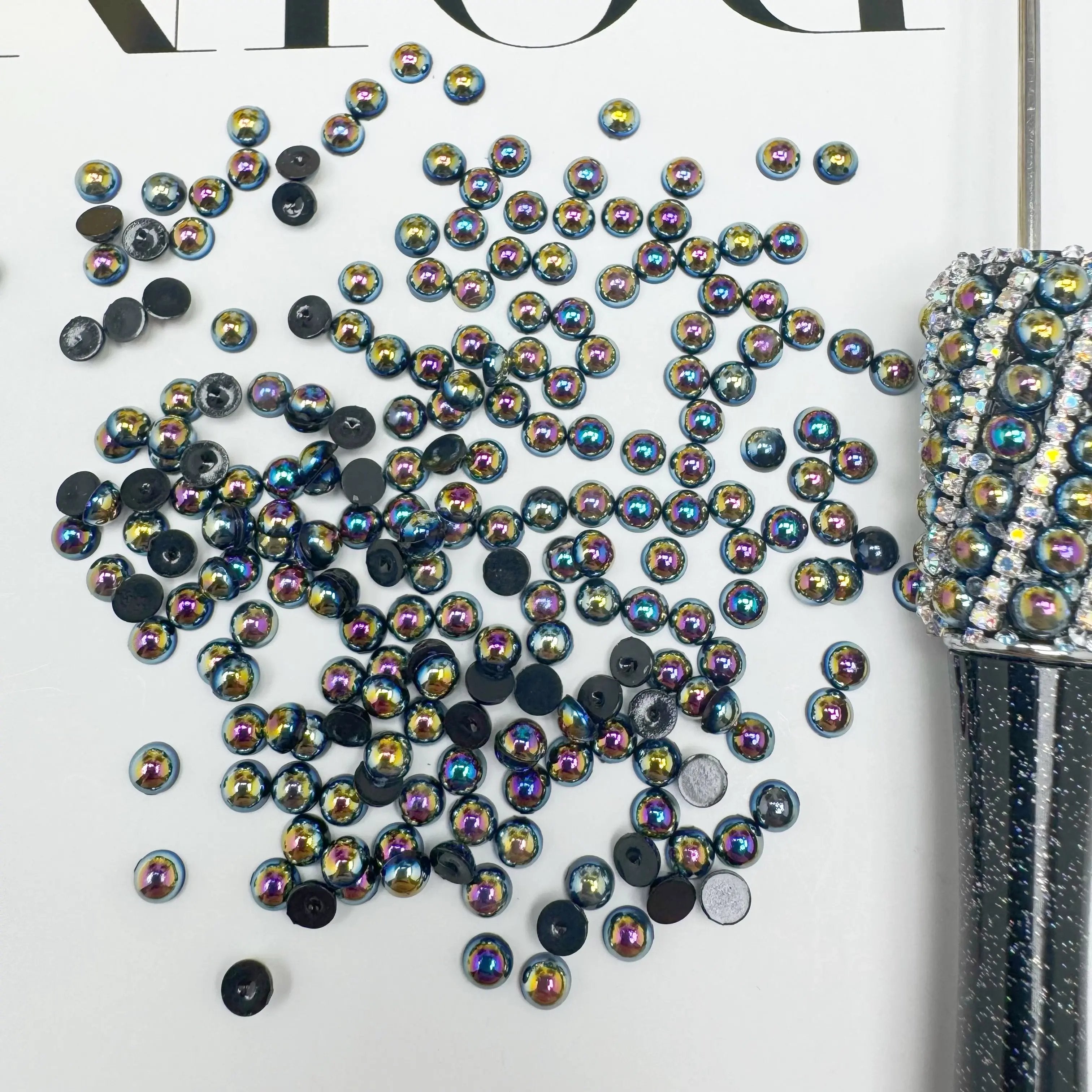 FS3639-4mm AB Half Pearl Looking Half Acrylic Pearl Patch For Making Fancy Beads Or Fancy Pen Zoe's DIY Shop