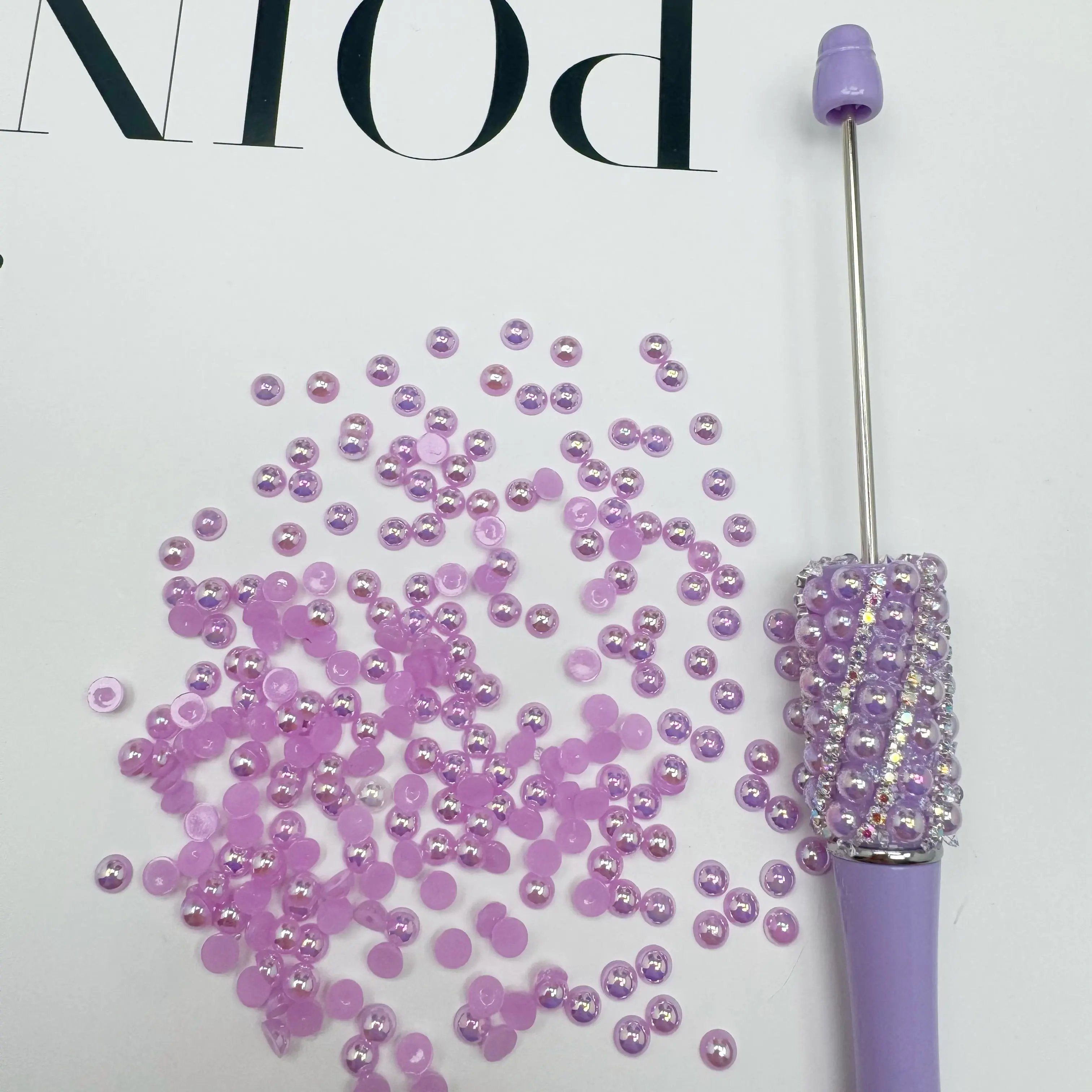 FS3639-4mm AB Half Pearl Looking Half Acrylic Pearl Patch For Making Fancy Beads Or Fancy Pen Zoe's DIY Shop