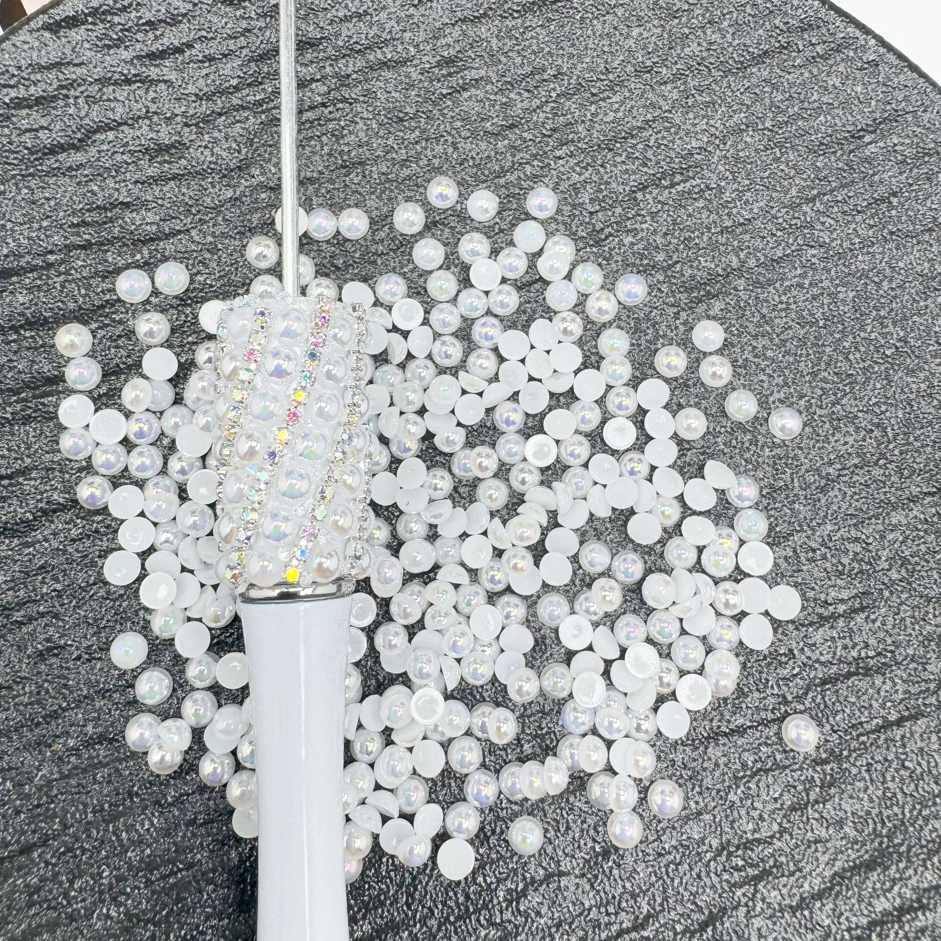 FS3639-4mm AB Half Pearl Looking Half Acrylic Pearl Patch For Making Fancy Beads Or Fancy Pen Zoe's DIY Shop