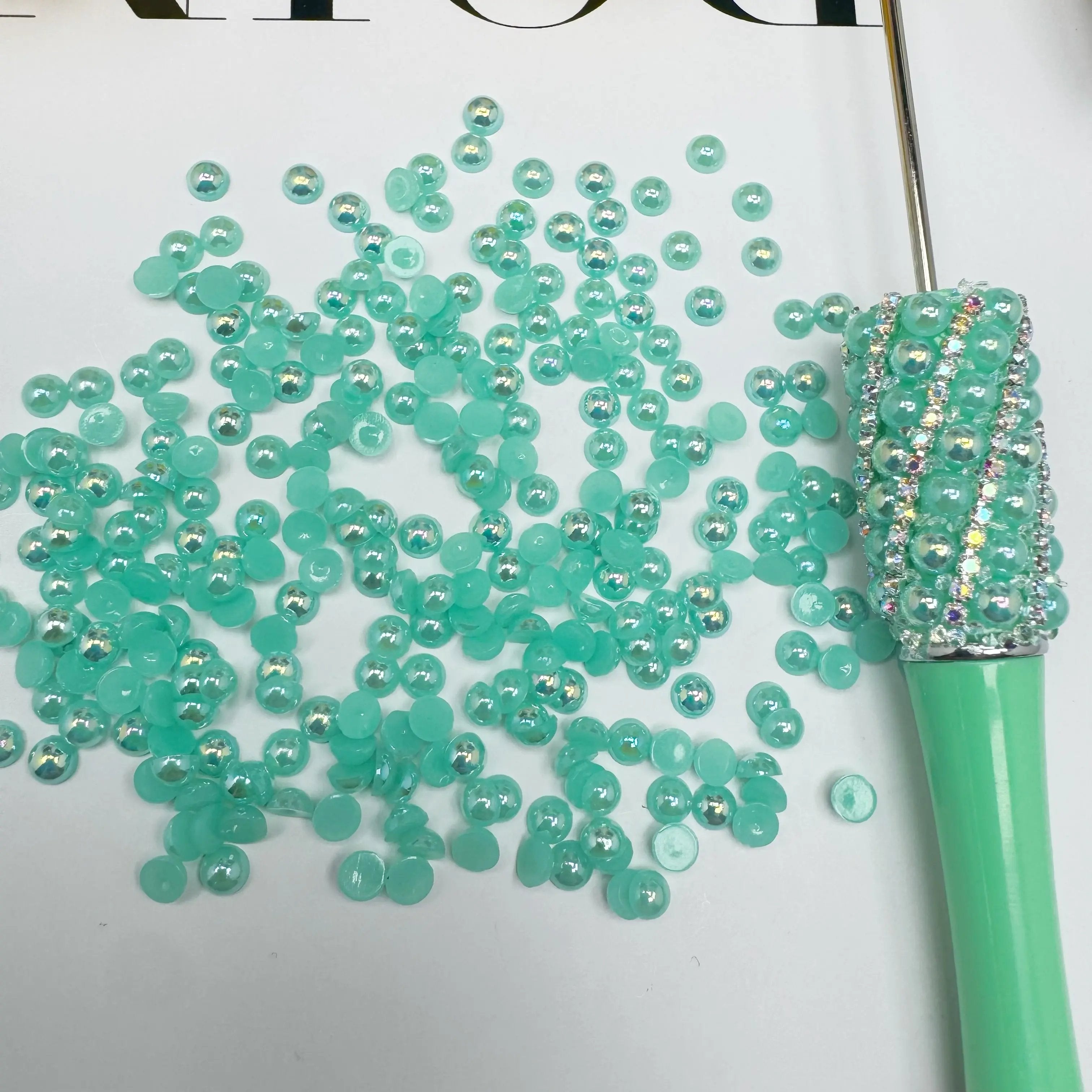FS3639-4mm AB Half Pearl Looking Half Acrylic Pearl Patch For Making Fancy Beads Or Fancy Pen Zoe's DIY Shop