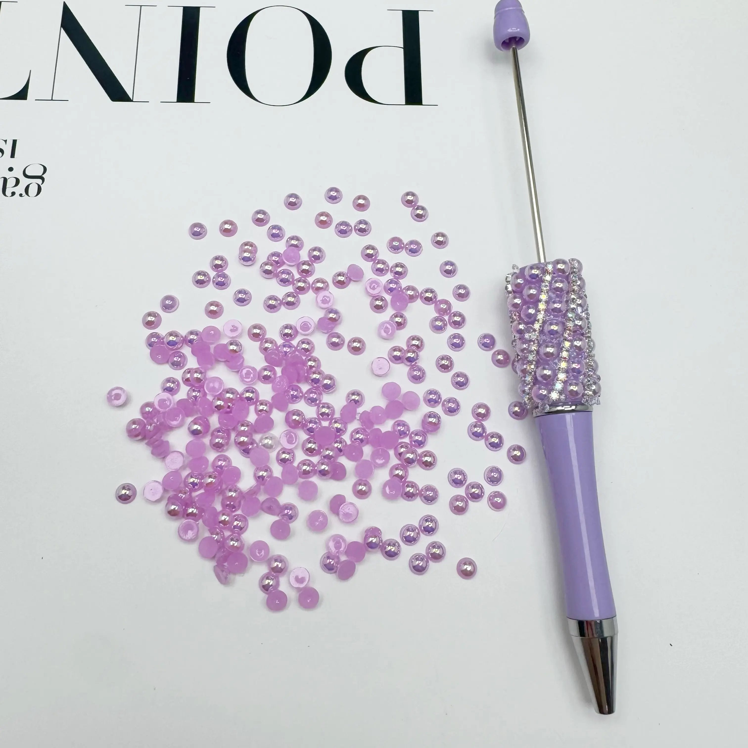 FS3639-4mm AB Half Pearl Looking Half Acrylic Pearl Patch For Making Fancy Beads Or Fancy Pen Zoe's DIY Shop