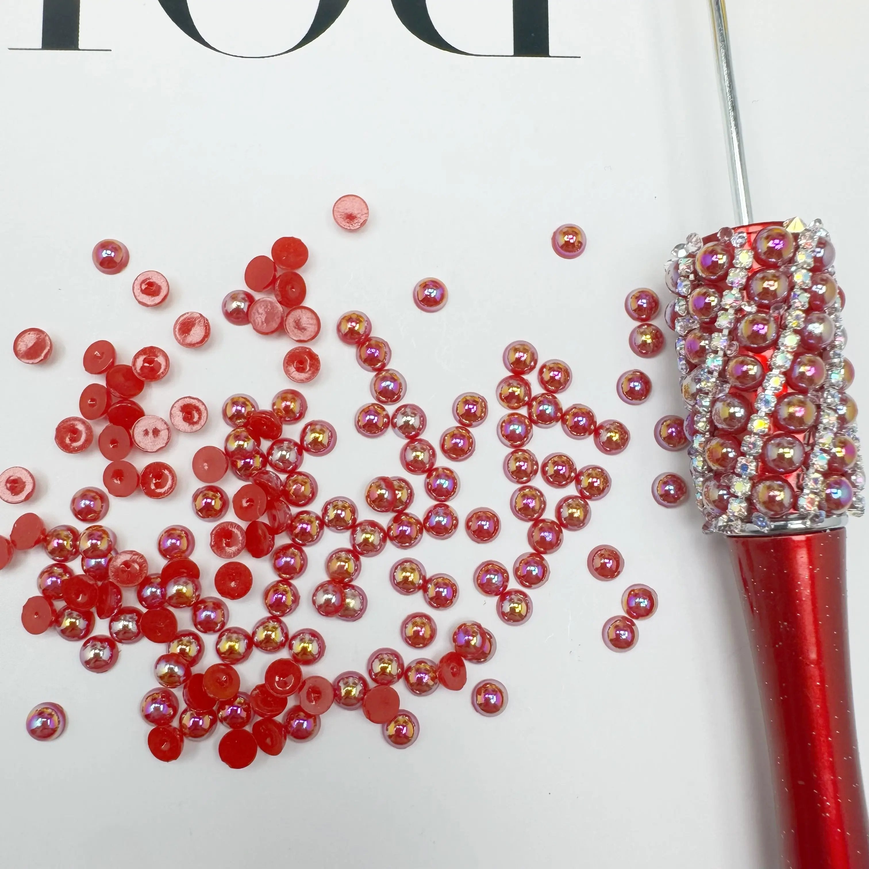 FS3639-4mm AB Half Pearl Looking Half Acrylic Pearl Patch For Making Fancy Beads Or Fancy Pen Zoe's DIY Shop