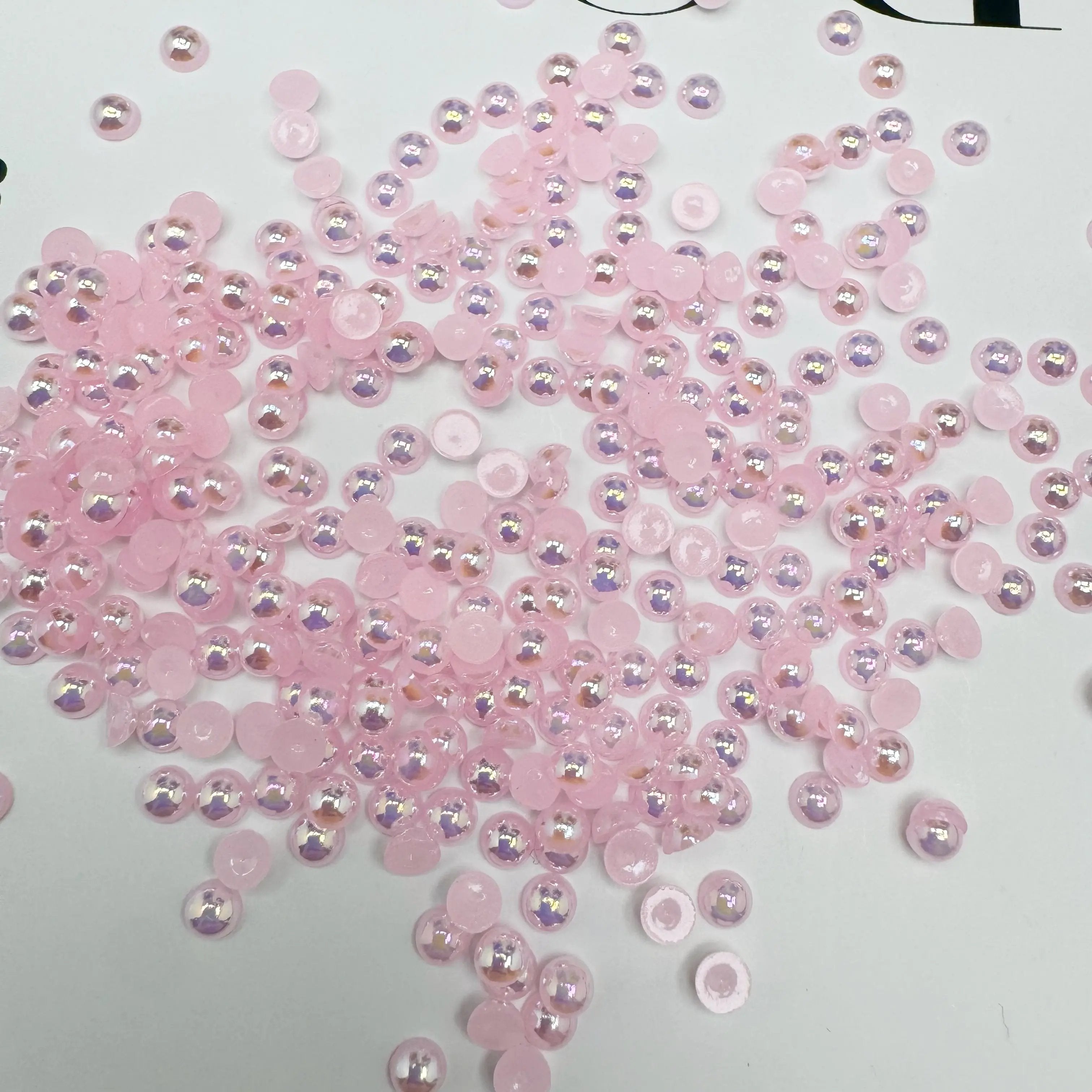 FS3639-4mm AB Half Pearl Looking Half Acrylic Pearl Patch For Making Fancy Beads Or Fancy Pen Zoe's DIY Shop