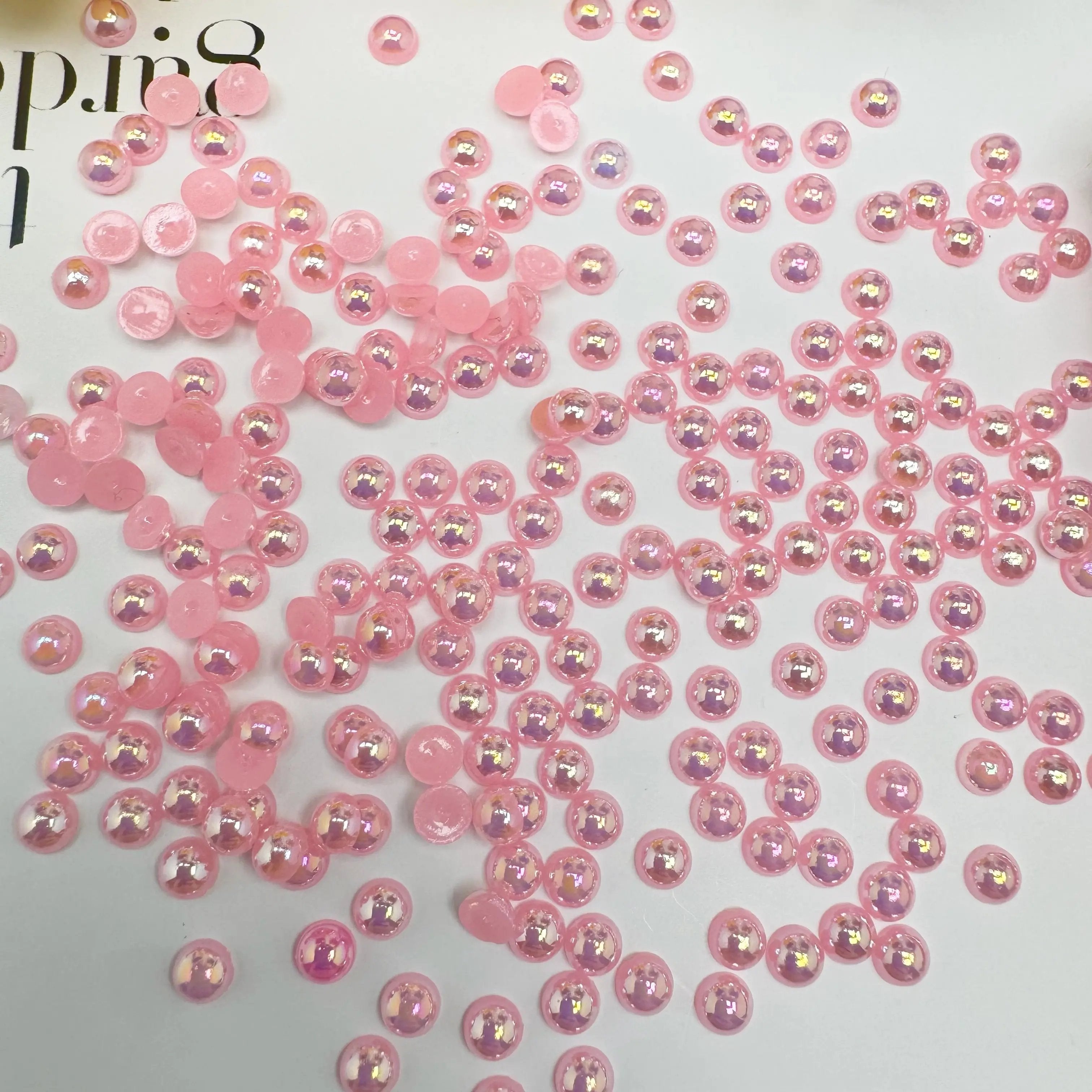 FS3639-4mm AB Half Pearl Looking Half Acrylic Pearl Patch For Making Fancy Beads Or Fancy Pen Zoe's DIY Shop