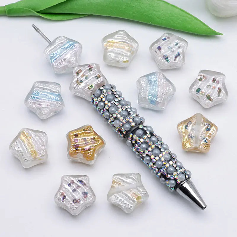 FS3692- 20mm Hand-Painted Oil Painting Bead Five-Pointed Stars Zoe's DIY Shop