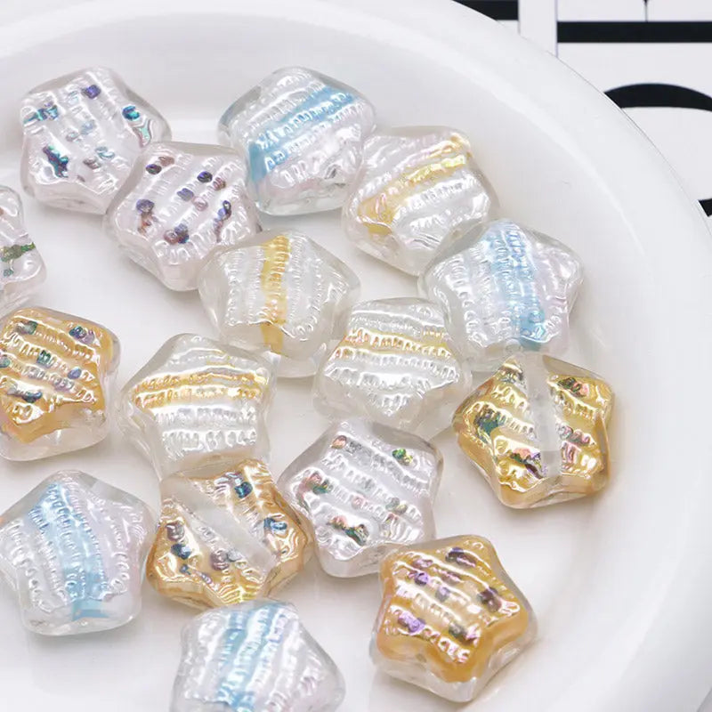 FS3692- 20mm Hand-Painted Oil Painting Bead Five-Pointed Stars Zoe's DIY Shop