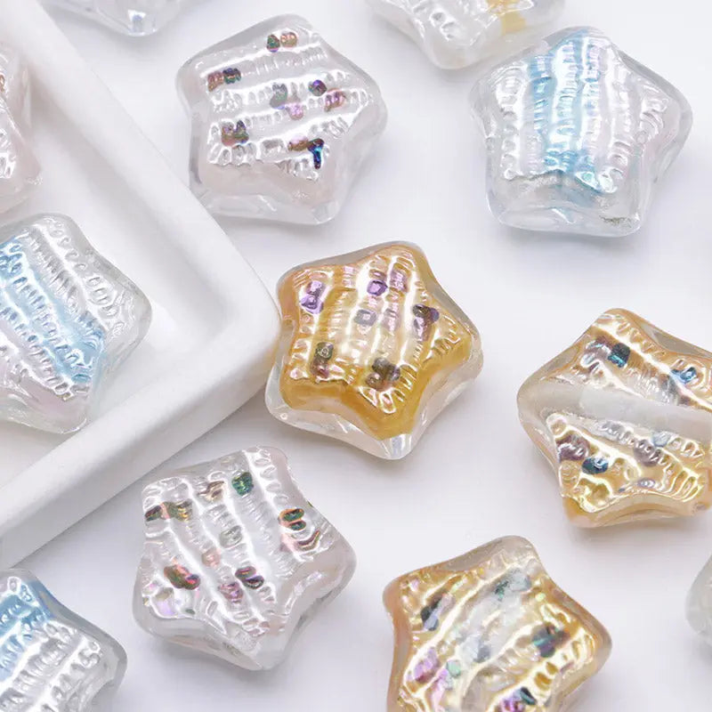 FS3692- 20mm Hand-Painted Oil Painting Bead Five-Pointed Stars Zoe's DIY Shop