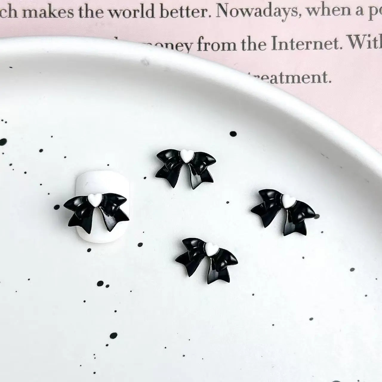 FS3765- 4×14mm Double - Layer Three - Dimensional Heart Bow Nail Stickers For DIY Project Zoe's DIY Shop