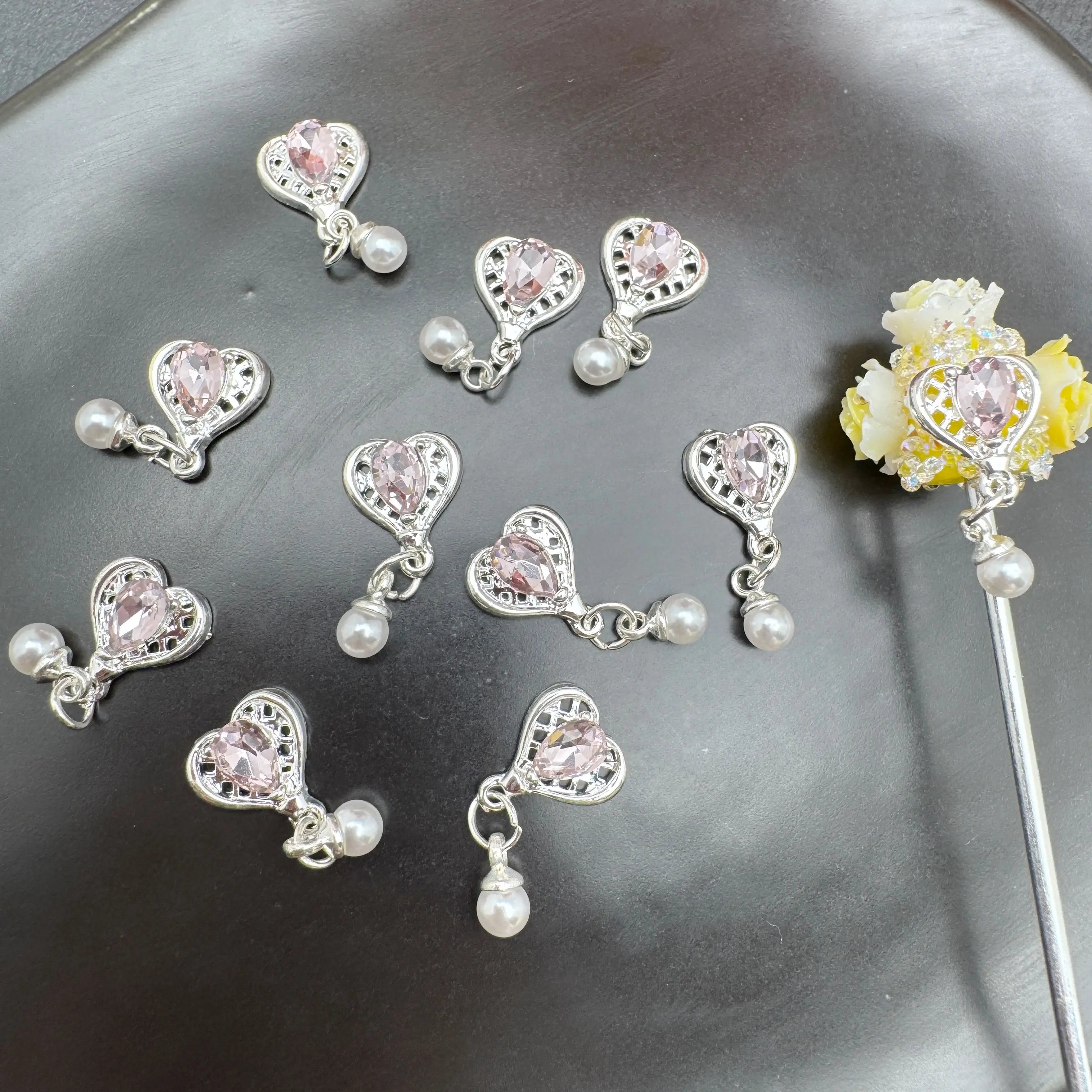 FS3802-10×21mm Crystal Love Heart Flower Nail Charms For Making Fancy Beads Or Fancy Pen For DIY Project Zoe's DIY Shop