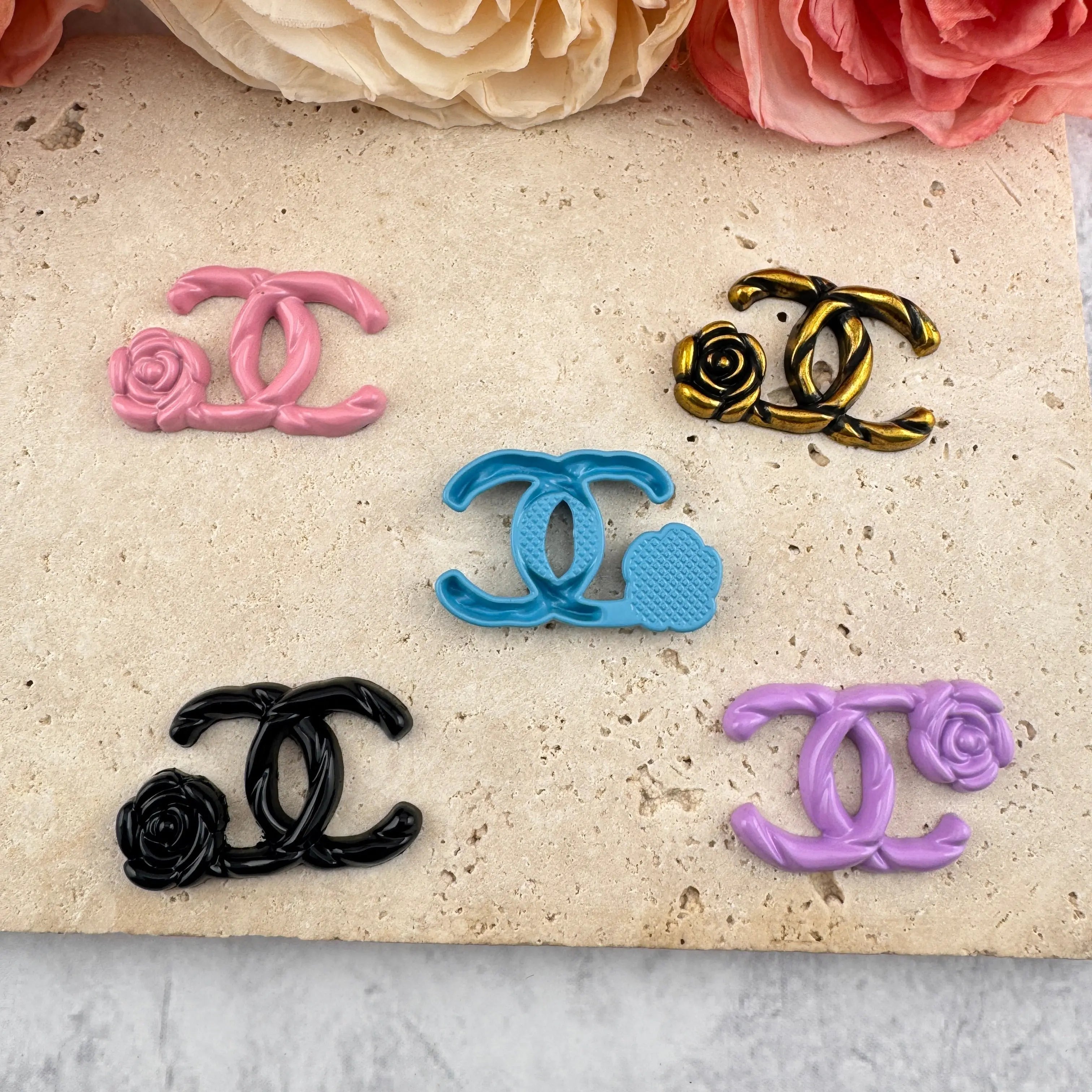 FS4150-About 30×19mm CC Roses Metal Patch Zoe DIY Wholesale