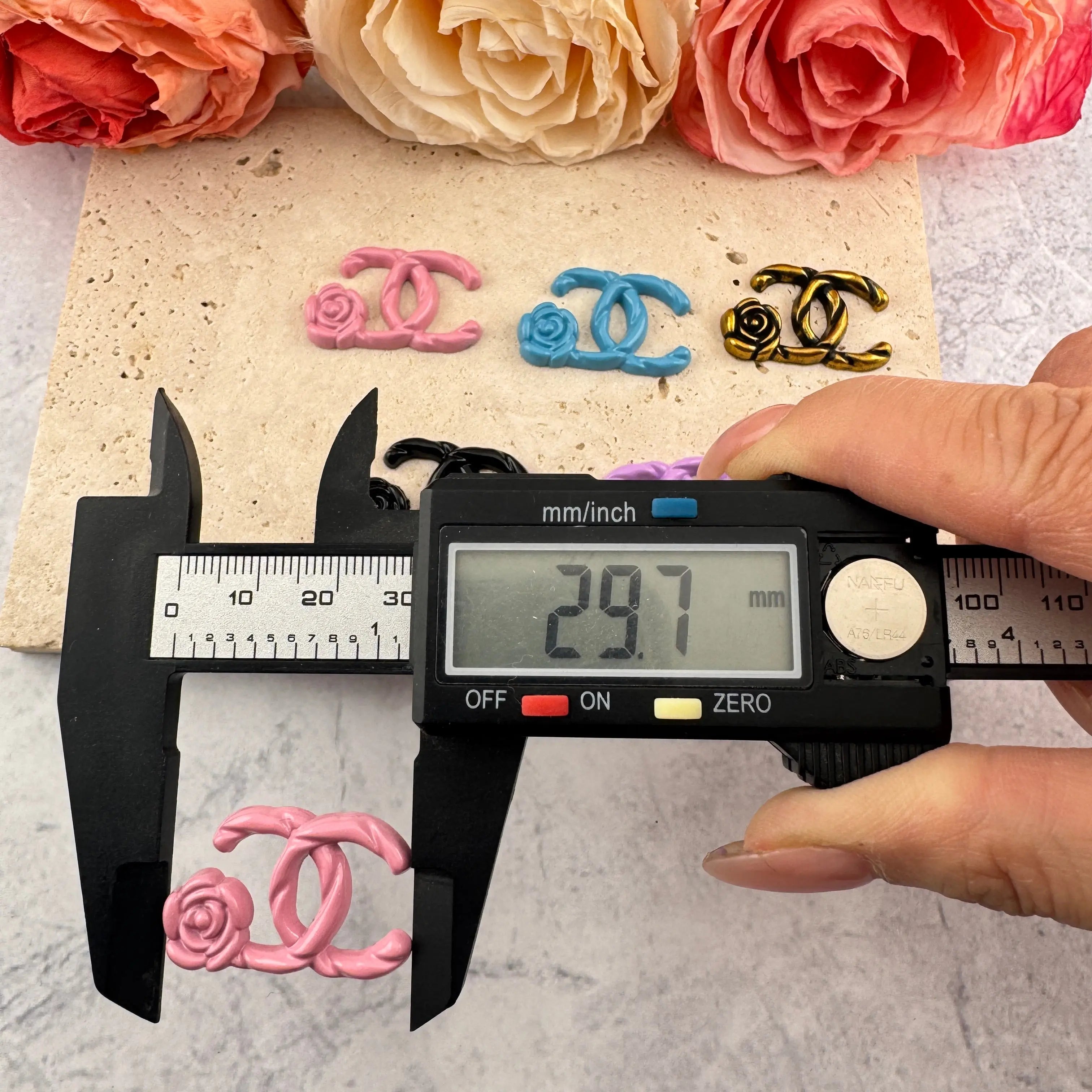 FS4150-About 30×19mm CC Roses Metal Patch Zoe DIY Wholesale