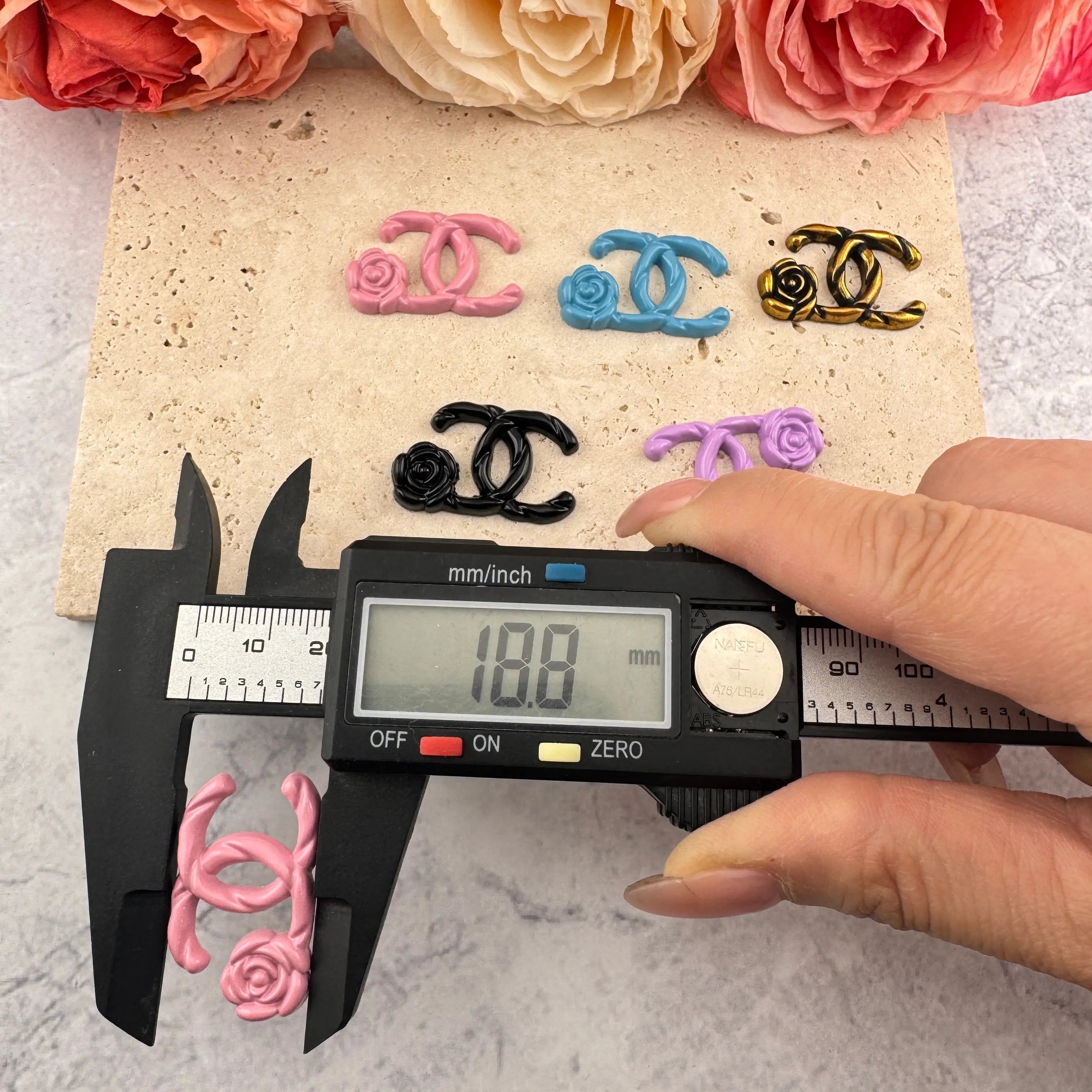 FS4150-About 30×19mm CC Roses Metal Patch Zoe DIY Wholesale