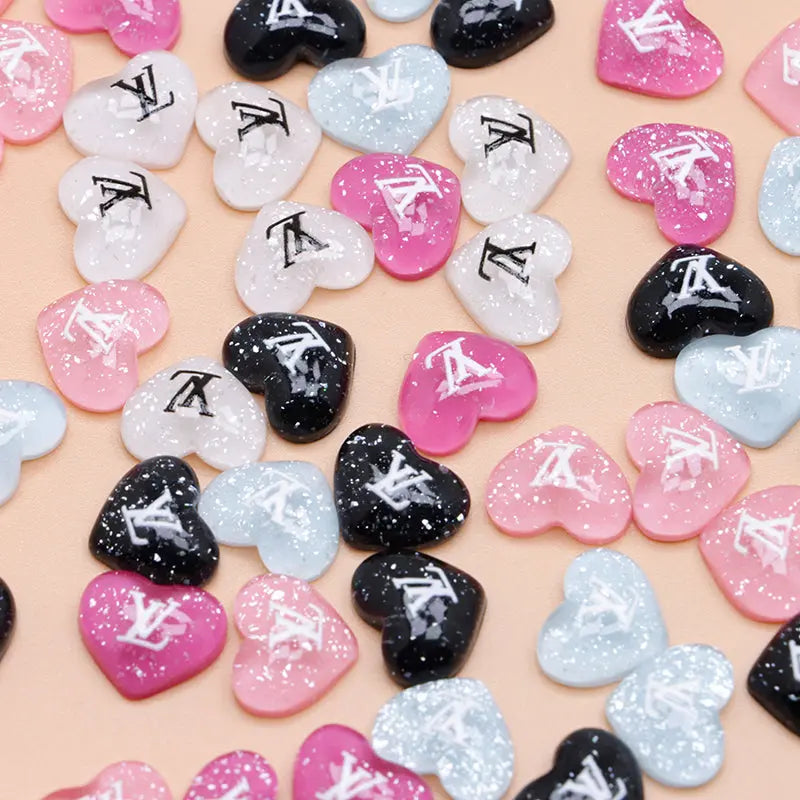 FS4184- Glitter Heart Nail Charms For DIY Project Zoe's DIY Shop