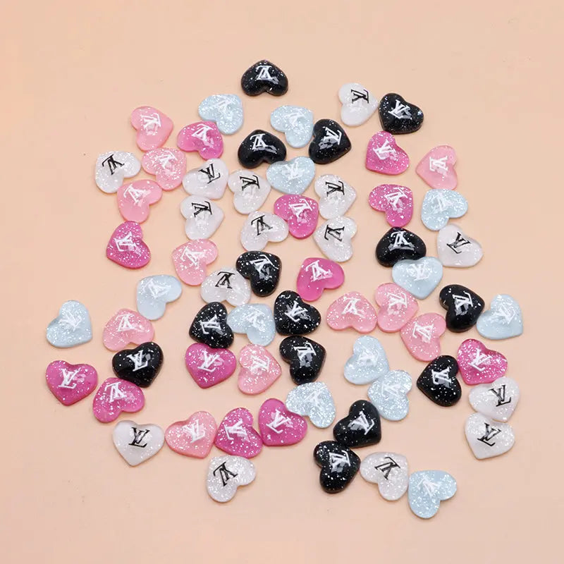 FS4184- Glitter Heart Nail Charms For DIY Project Zoe's DIY Shop